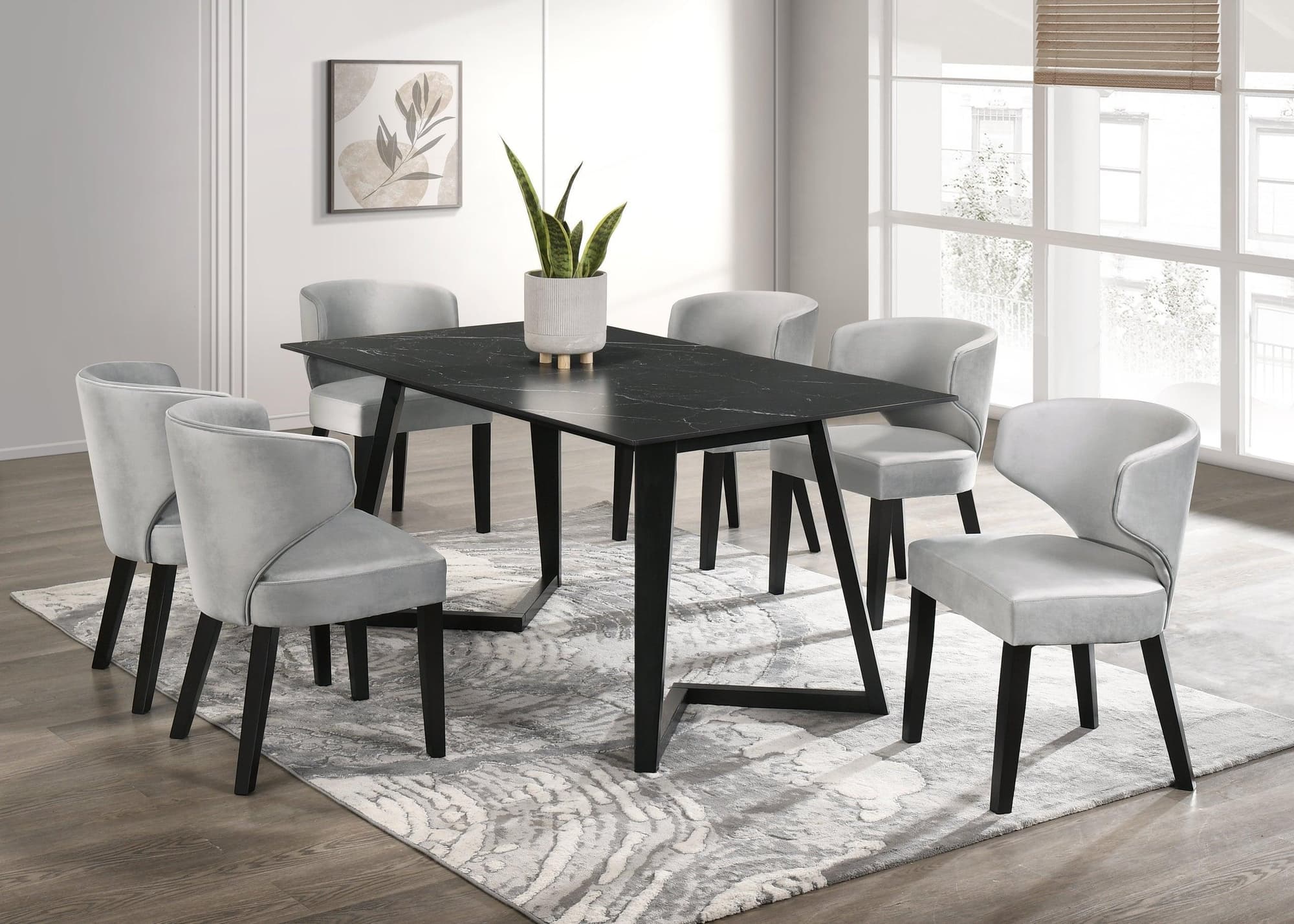 Hamilton Onyx Silver Black Dining Room Set - Image 1