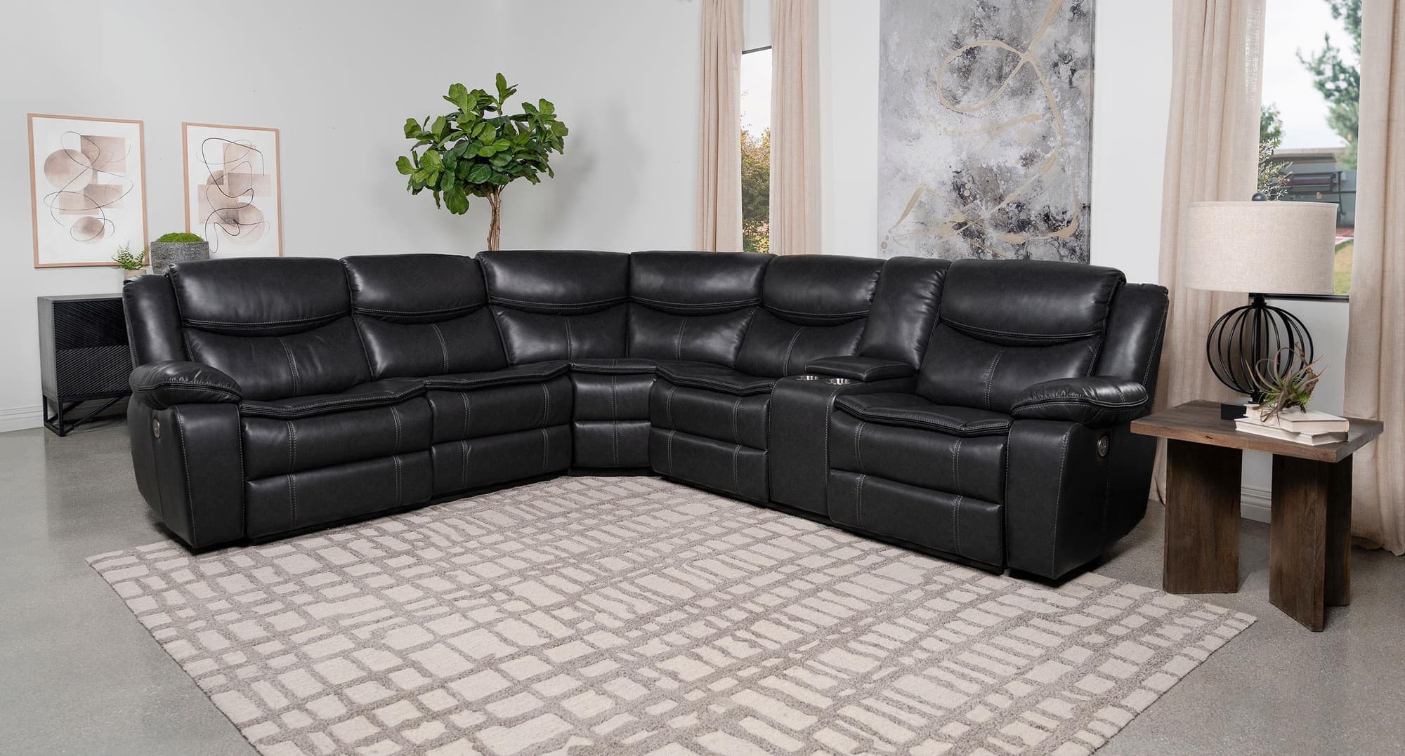 Sycamore Upholstered Power Reclining Sectional Sofa Grey - Image 1