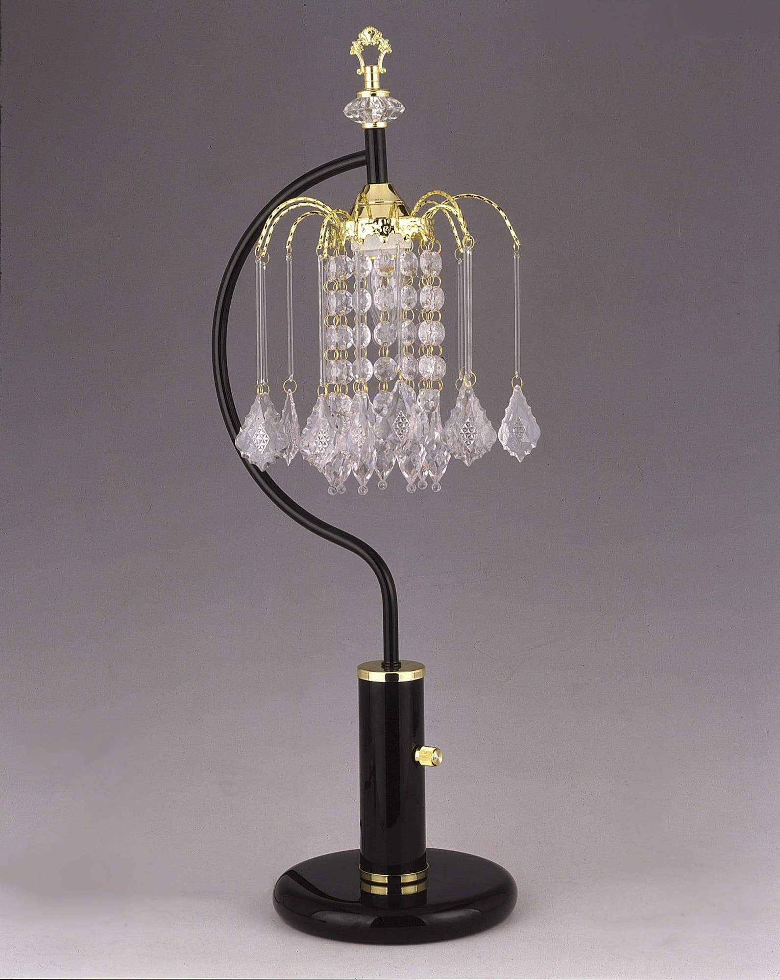 Rain Drop Black Chandelier Gold Crystal Table Lamp - Image 1