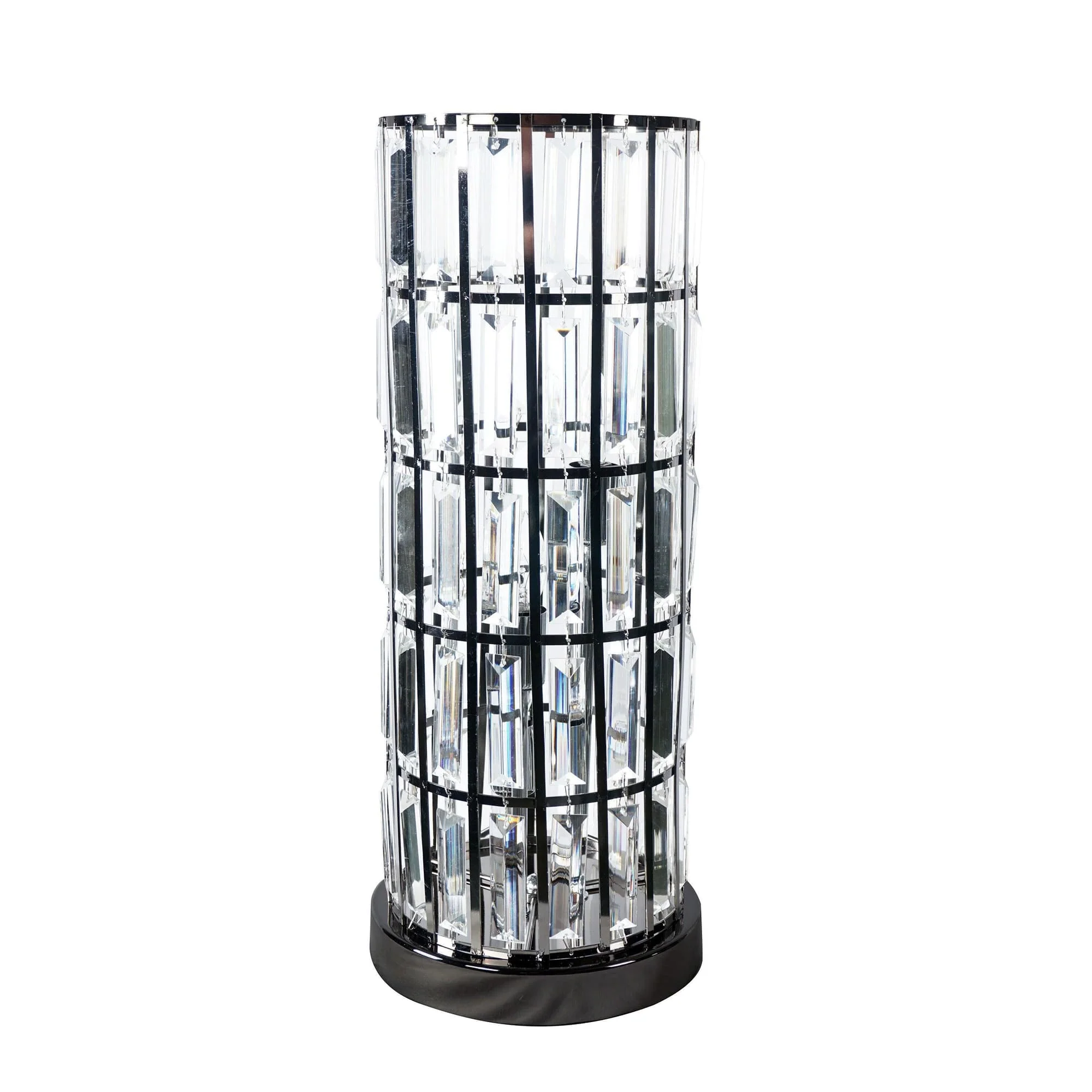 Column Black Nickel Acrylic Brushed Adjustable Table Lamp