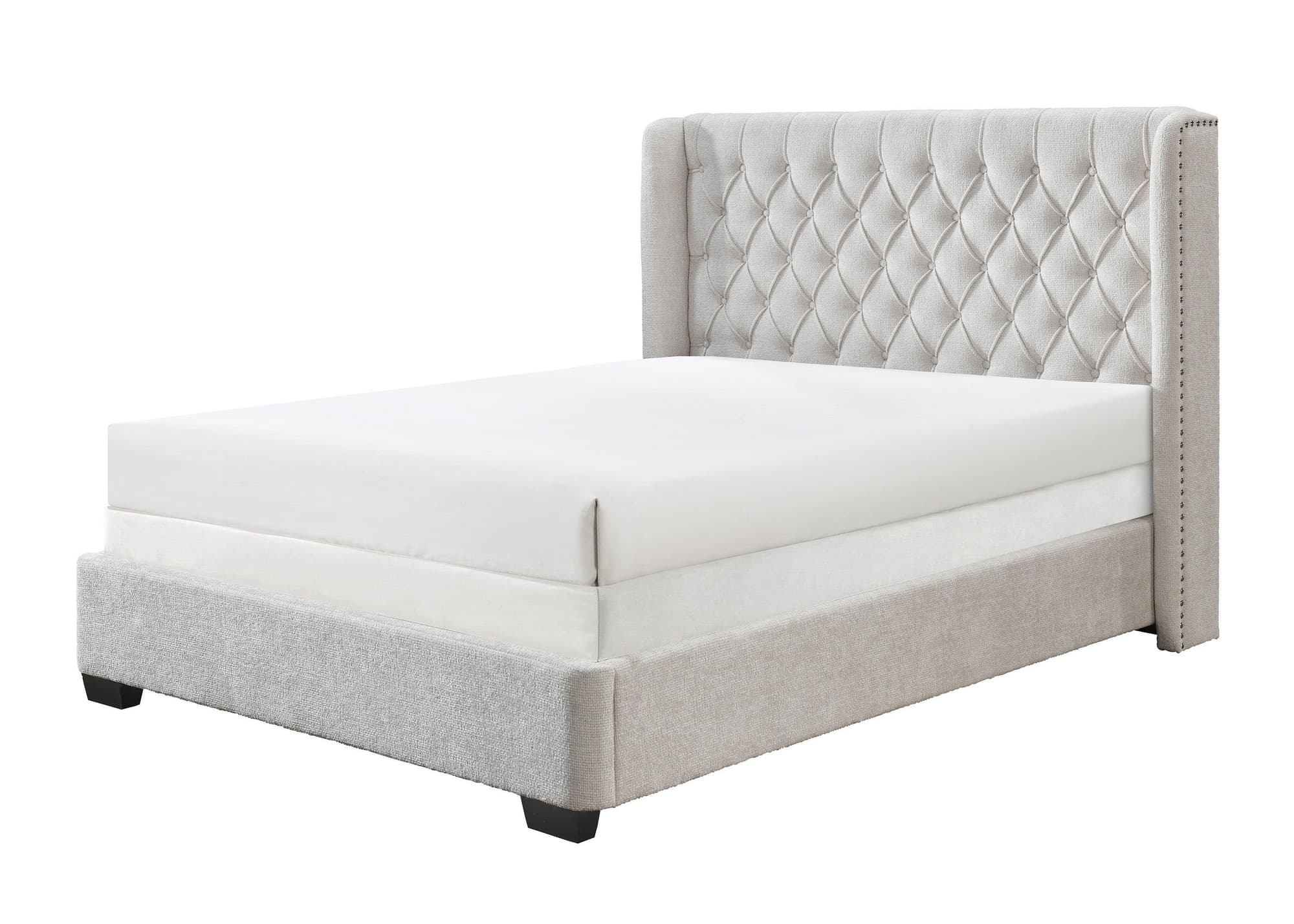 Daphne Gray Fabric Upholstered Tufted Panel King Bed - Image 1
