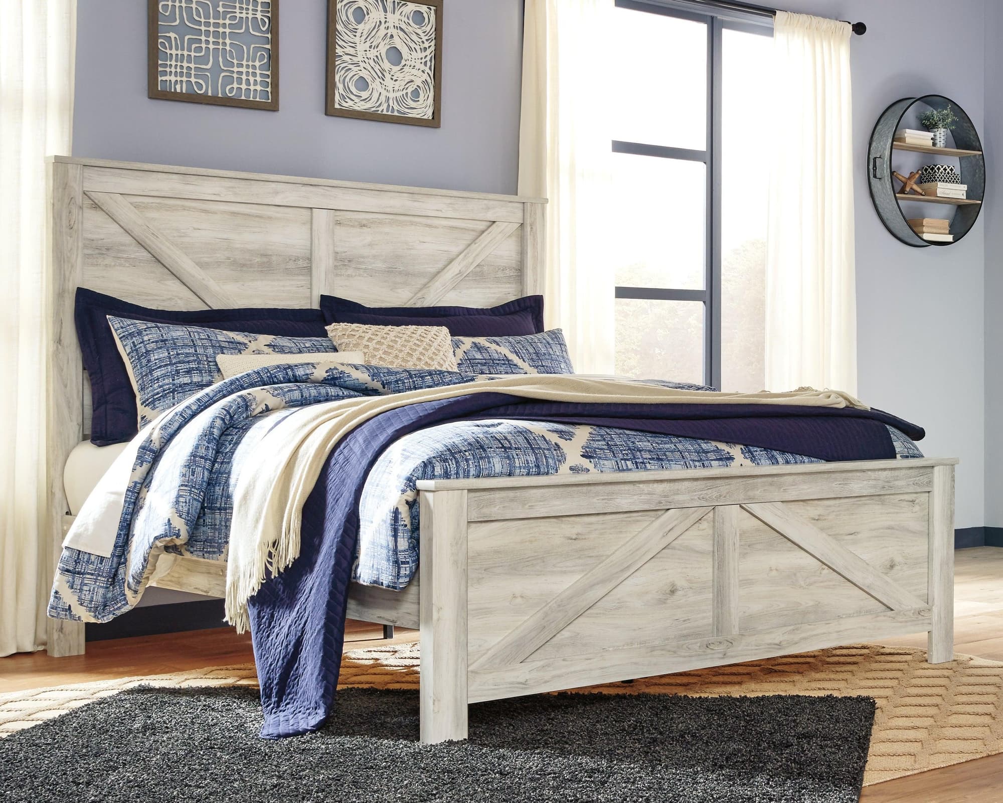 Bellaby Whitewash King Crossbuck Panel Bed - Image 1