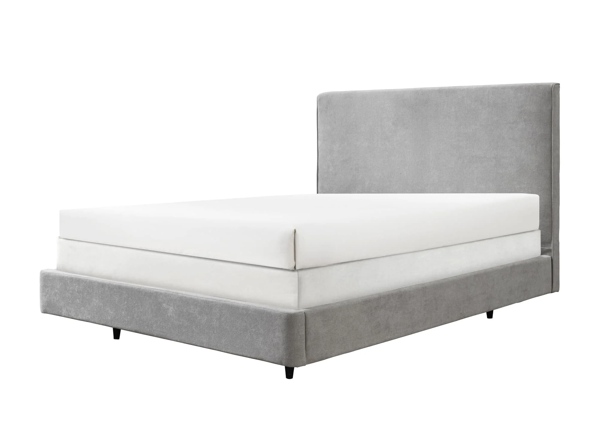 Nirvana Gray Velvet Upholstered Panel Queen Bed - Image 1
