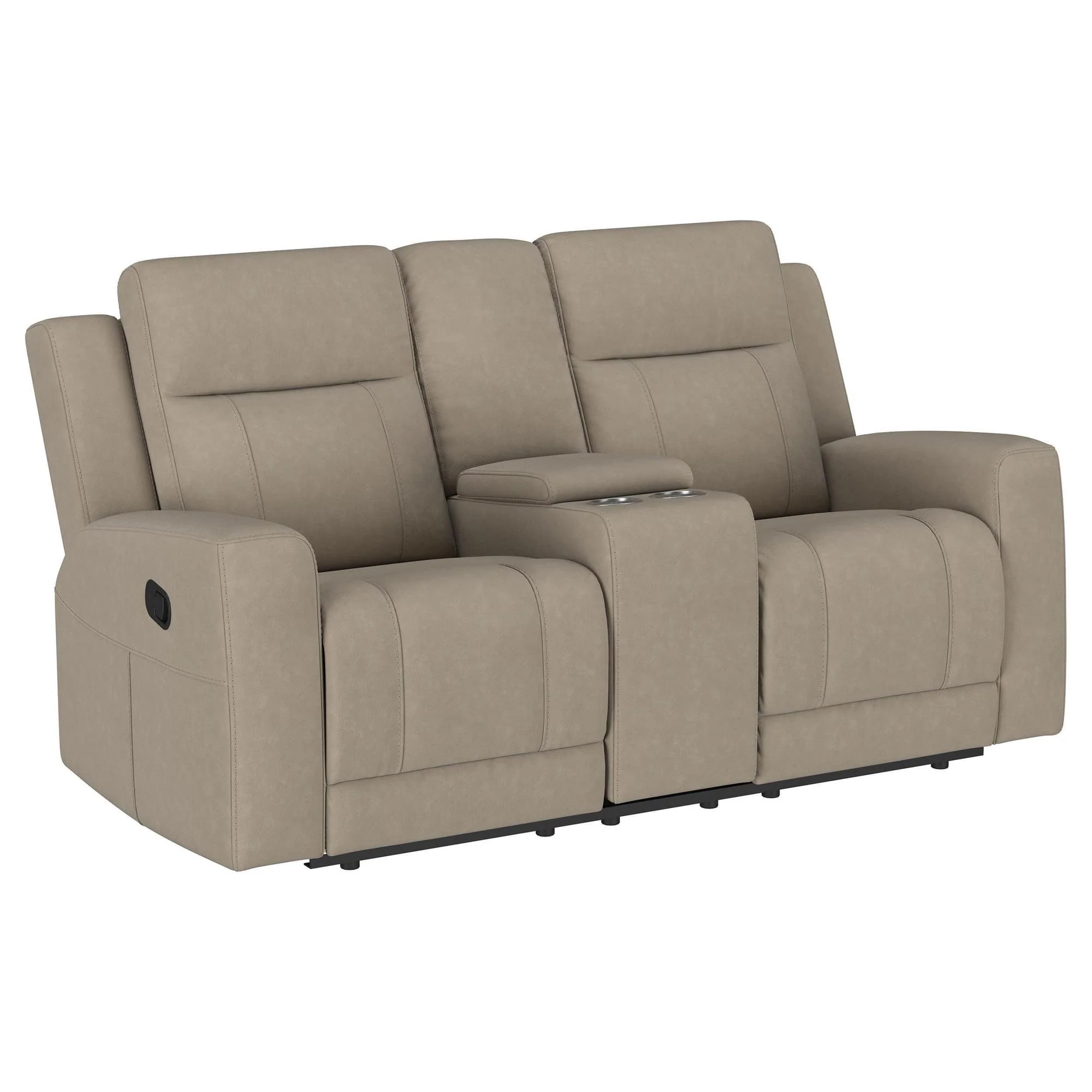 Brentwood Upholstered Motion Reclining Loveseat Taupe - Image 1