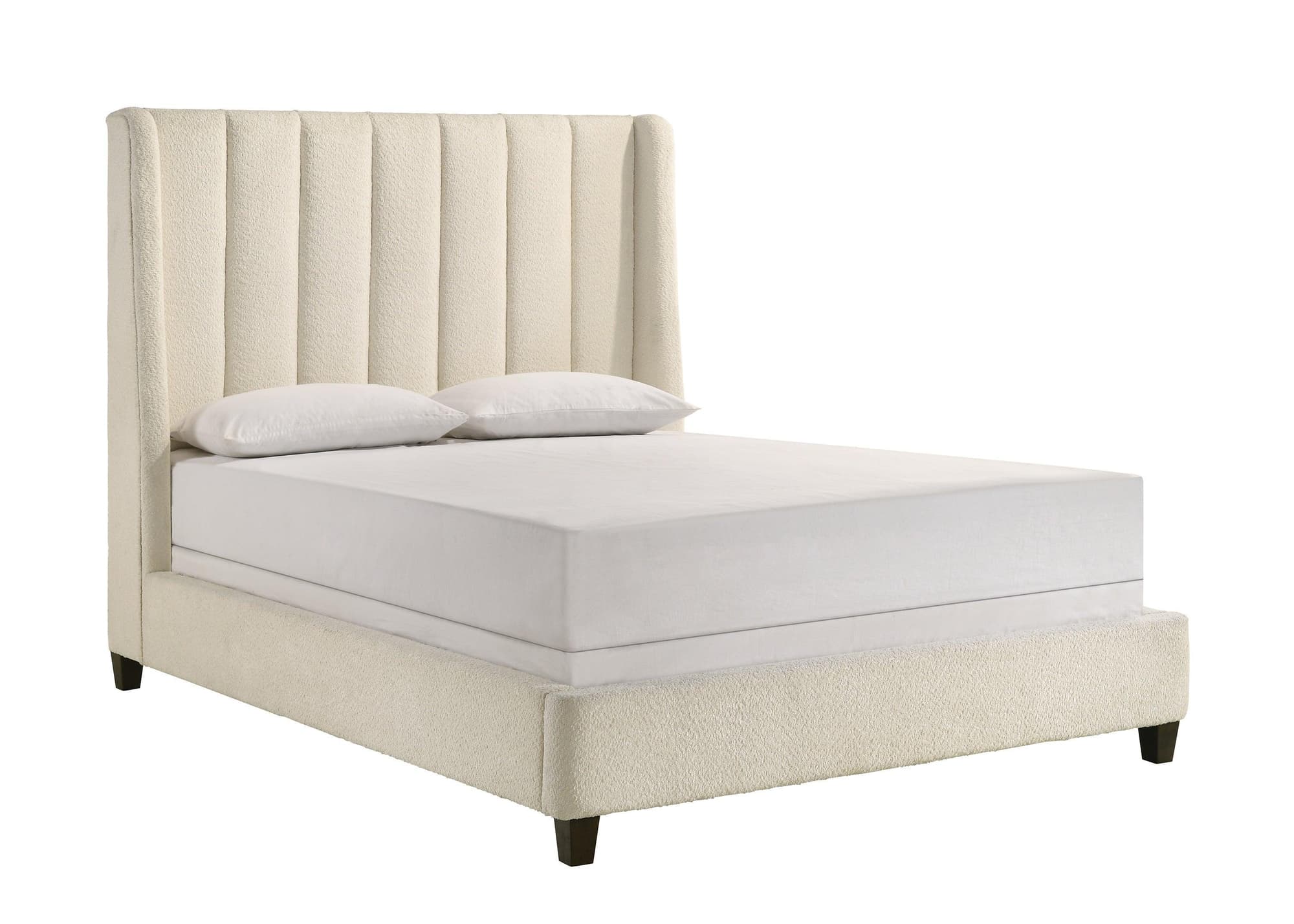 Agnes White Fabric Uphostered Panel King Bed