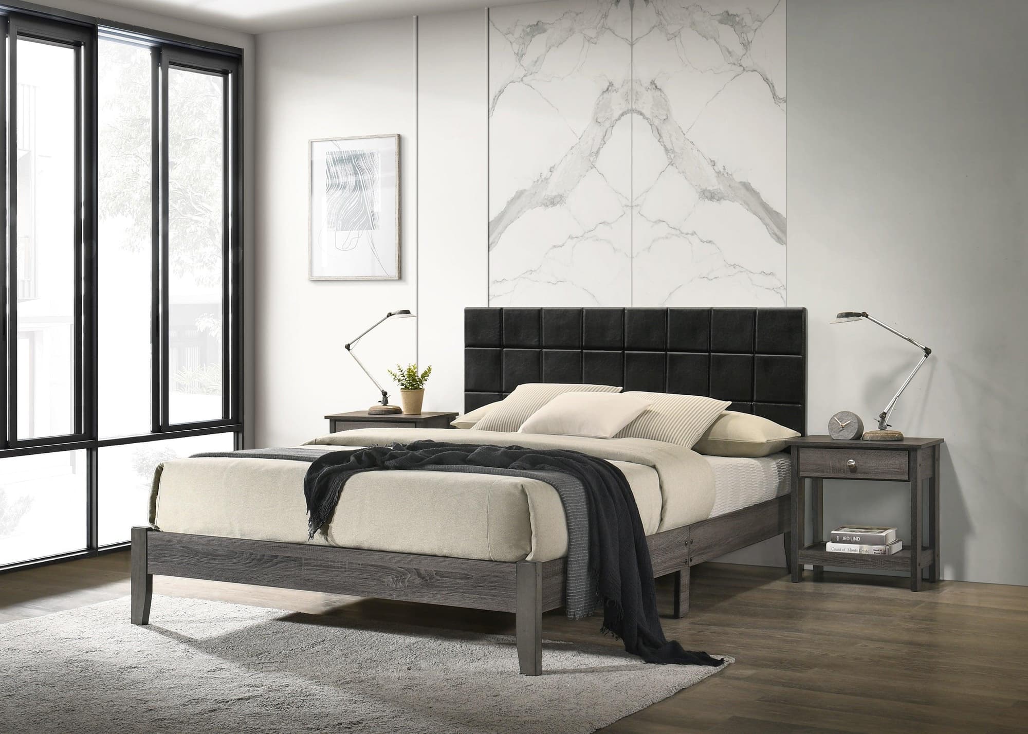 Skyler Black Headboard Platform King Bed - Image 1