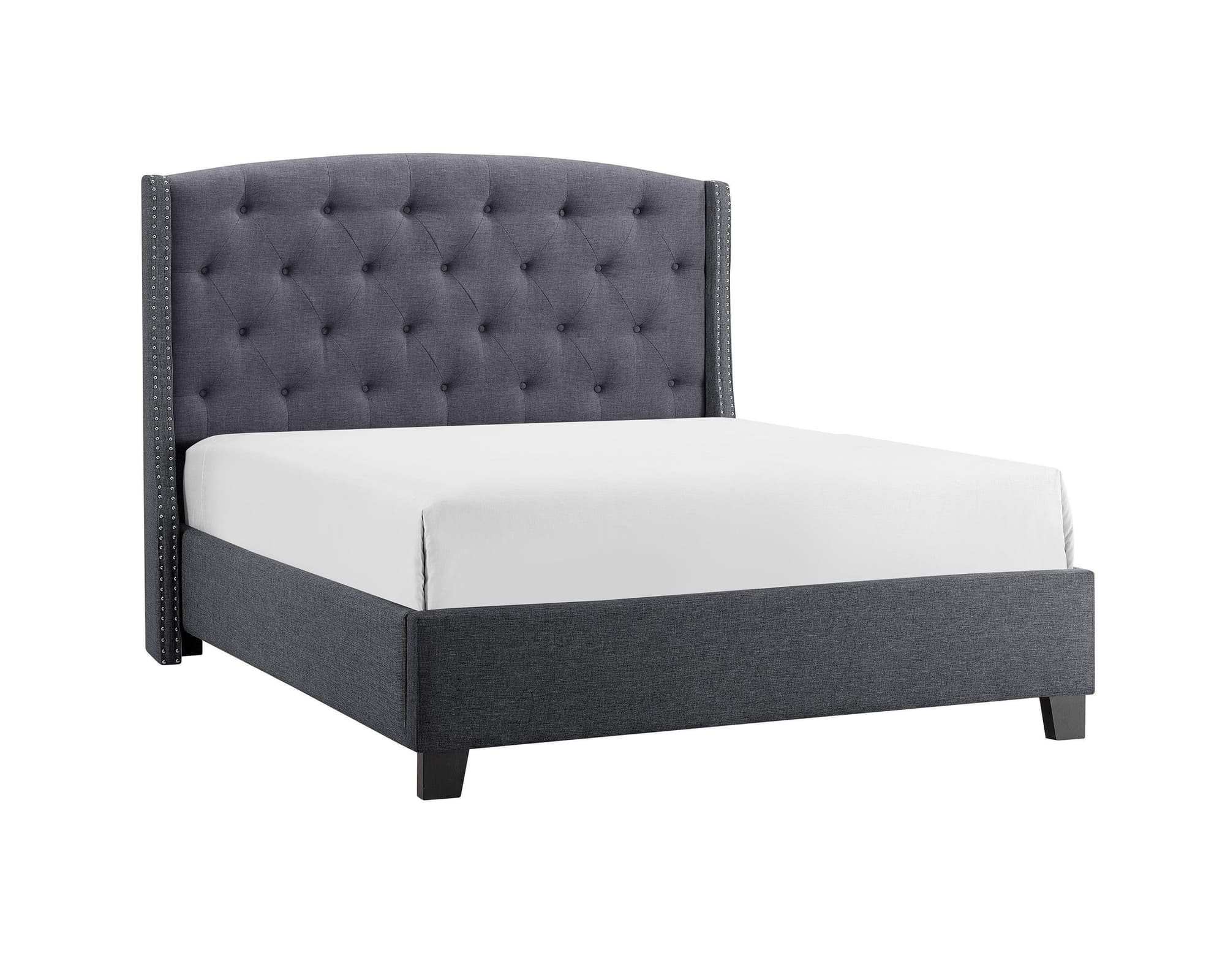 Eva Gray Velvet Upholstered Tufted King Bed - Image 1