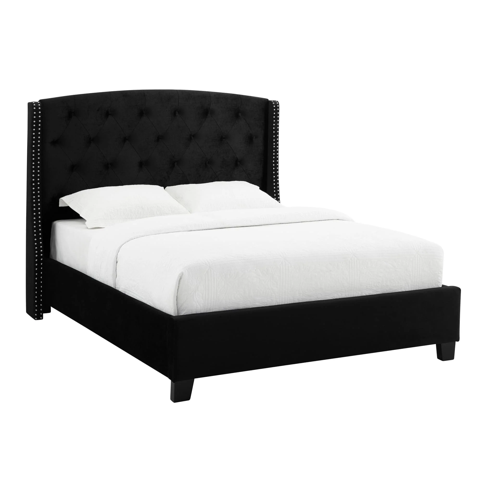 Eva Black Velvet Upholstered Tufted King Bed - Image 1