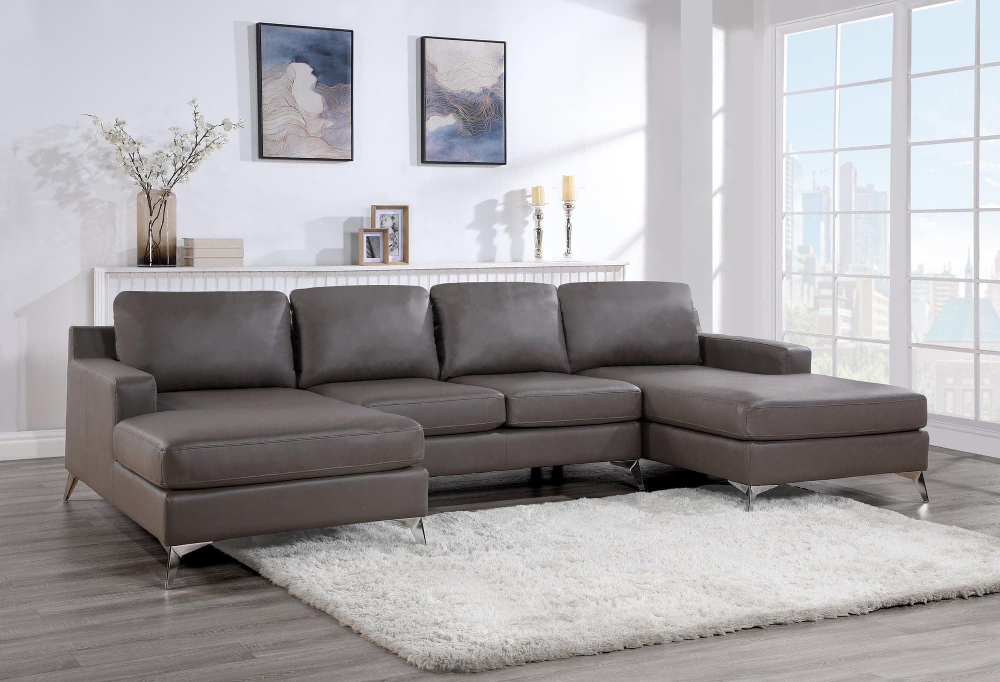 Cace Bronze Double Chaise Sectional - Image 1