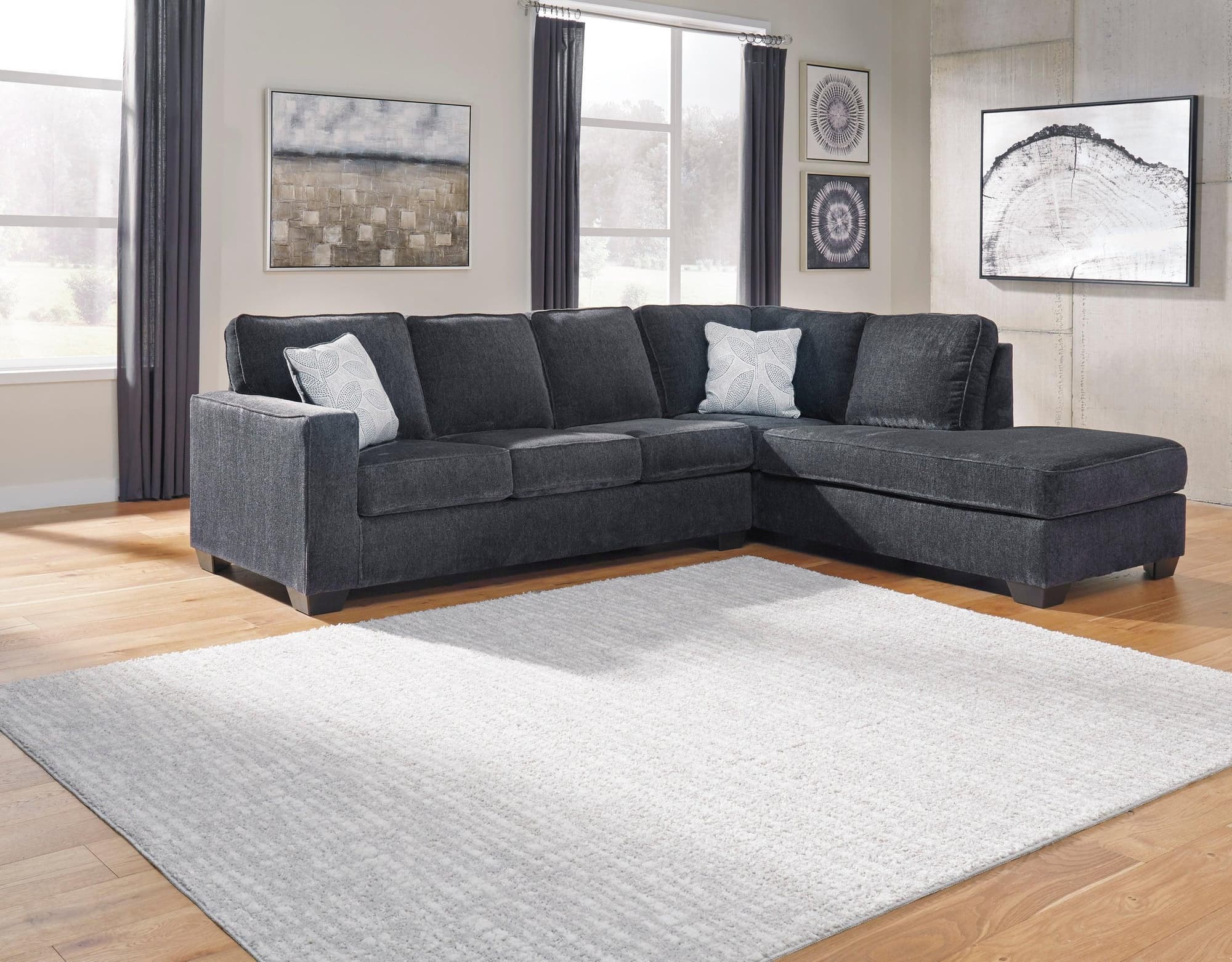 Ashley Raf Chaise Slate Legs Fabric Sectional - Image 1