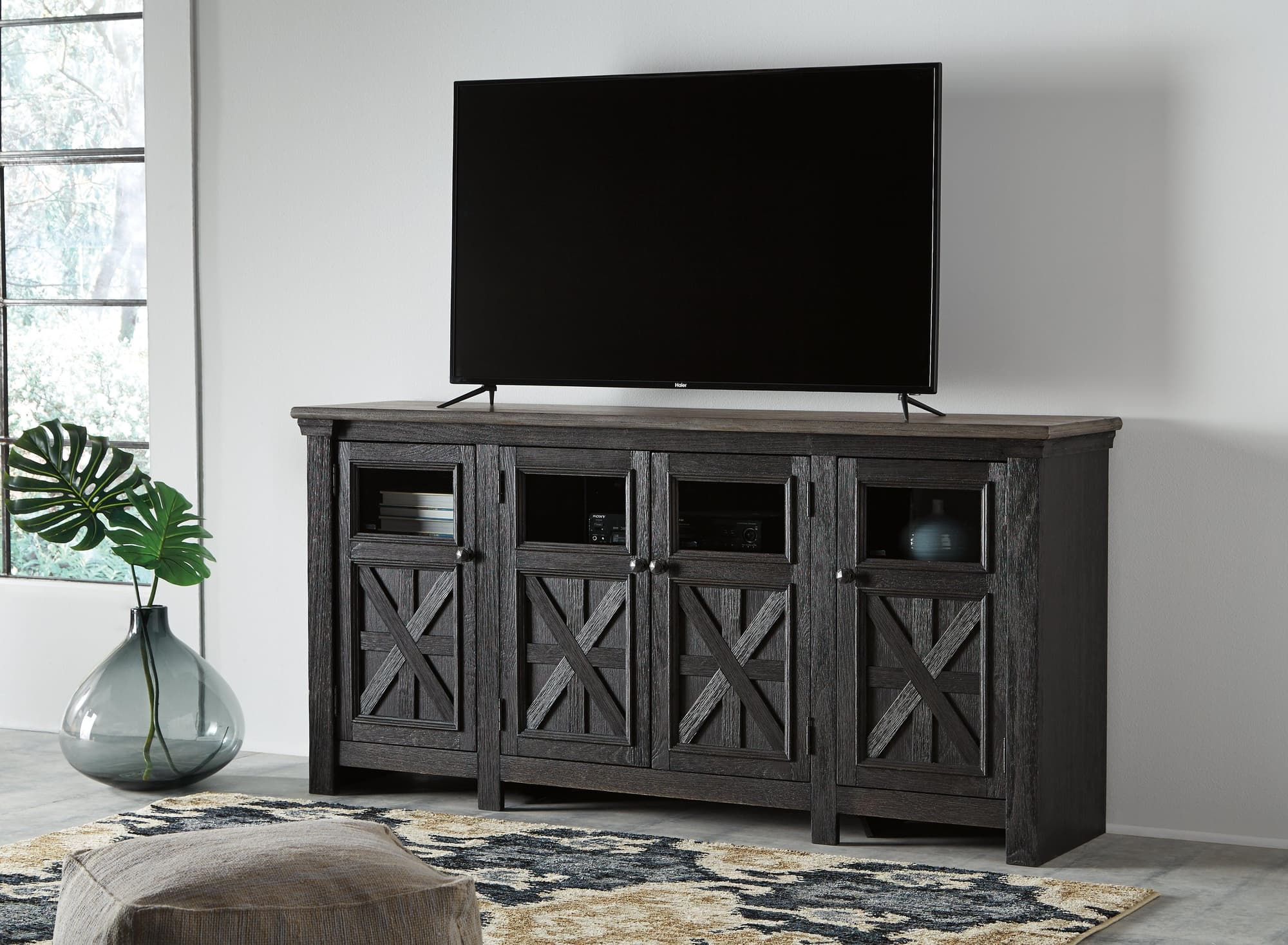 Tyler Creek Black Gray 74" Tv Stand - Image 1