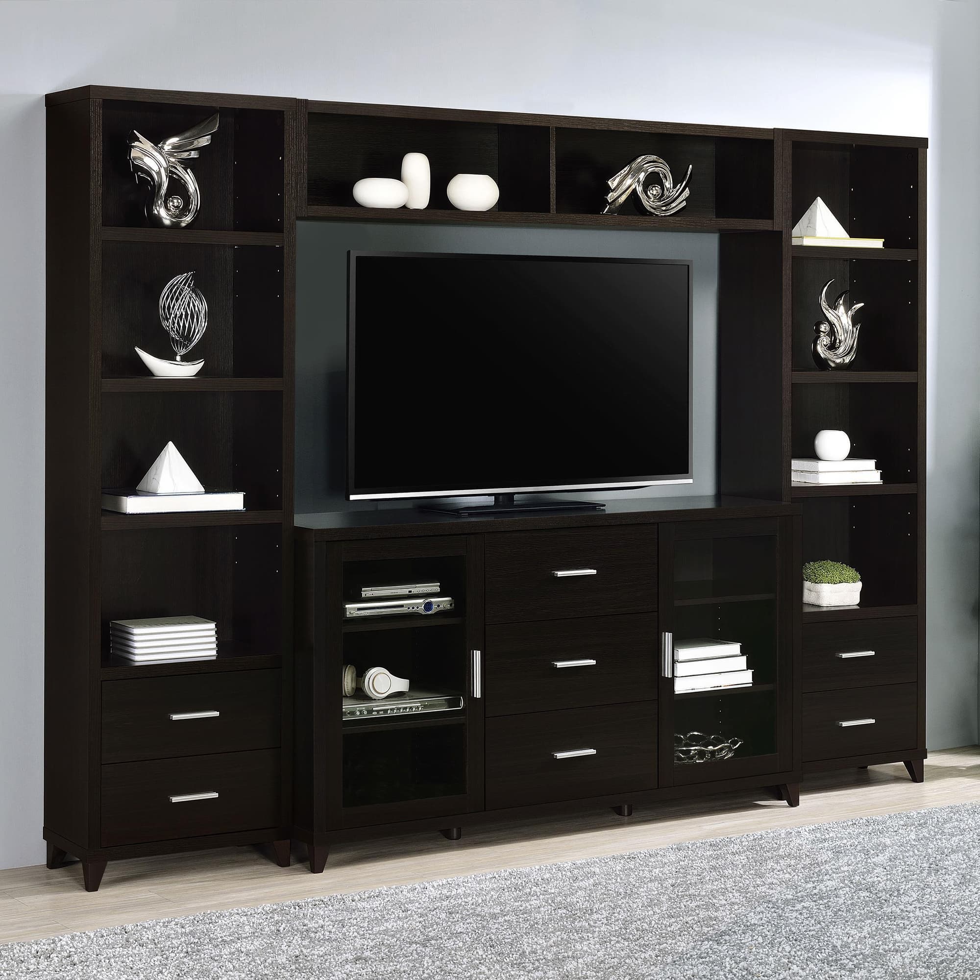 Lewes 4-Piece 60″ TV Entertainment Center Cappuccino
