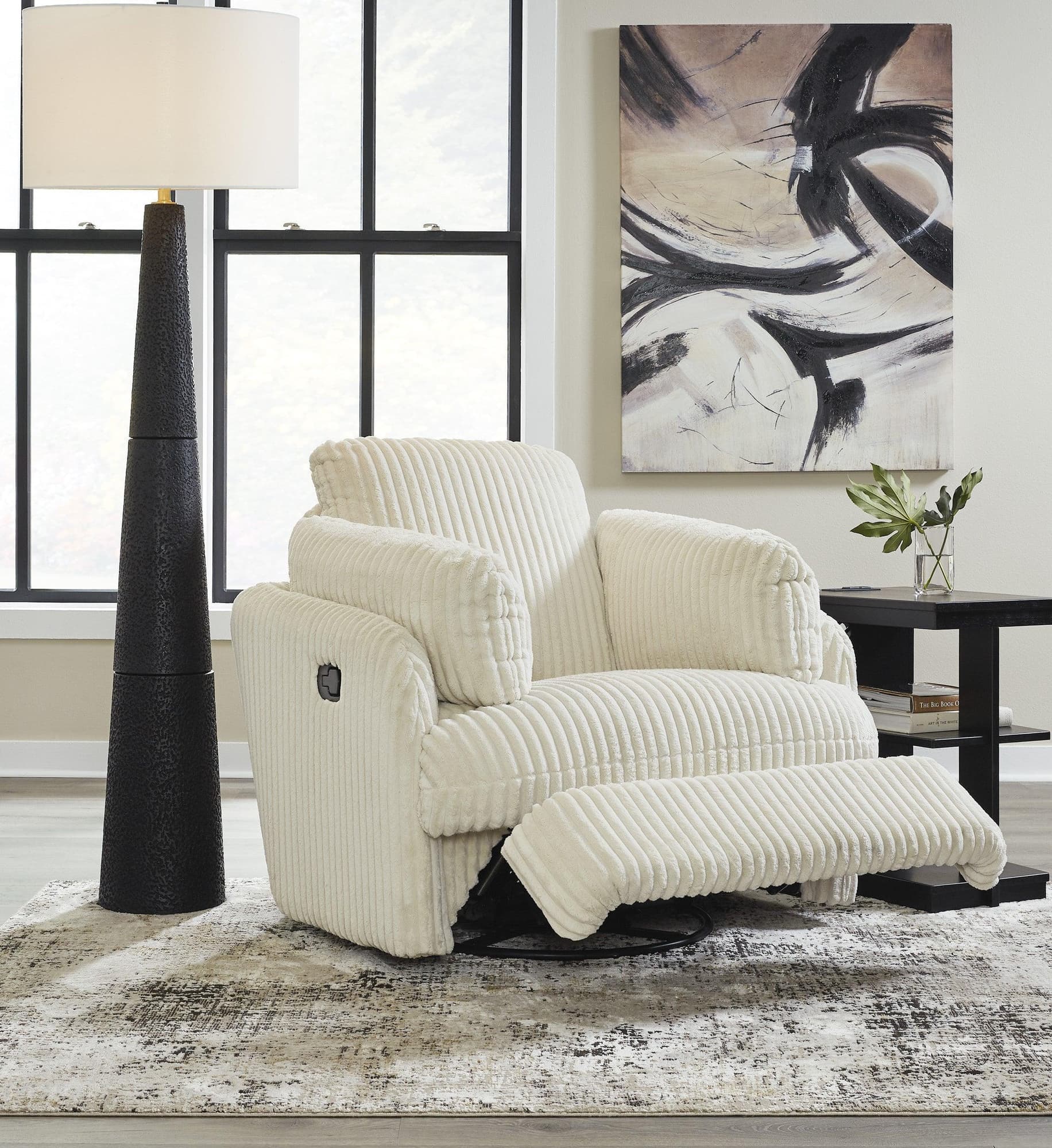 Tie-breakers Ivory Swivel Glider Recliner - Image 1