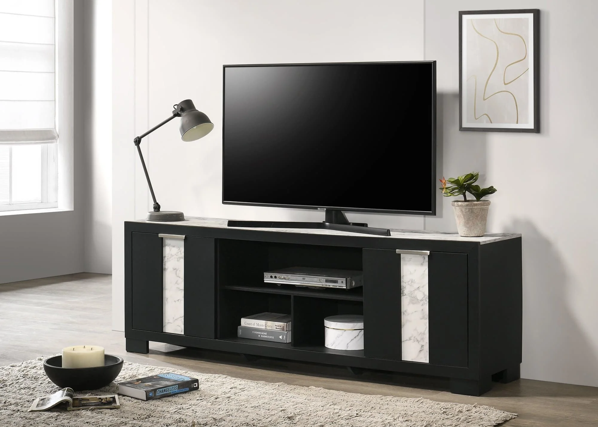 Rangley Black Top Storage TV Stand - Image 1