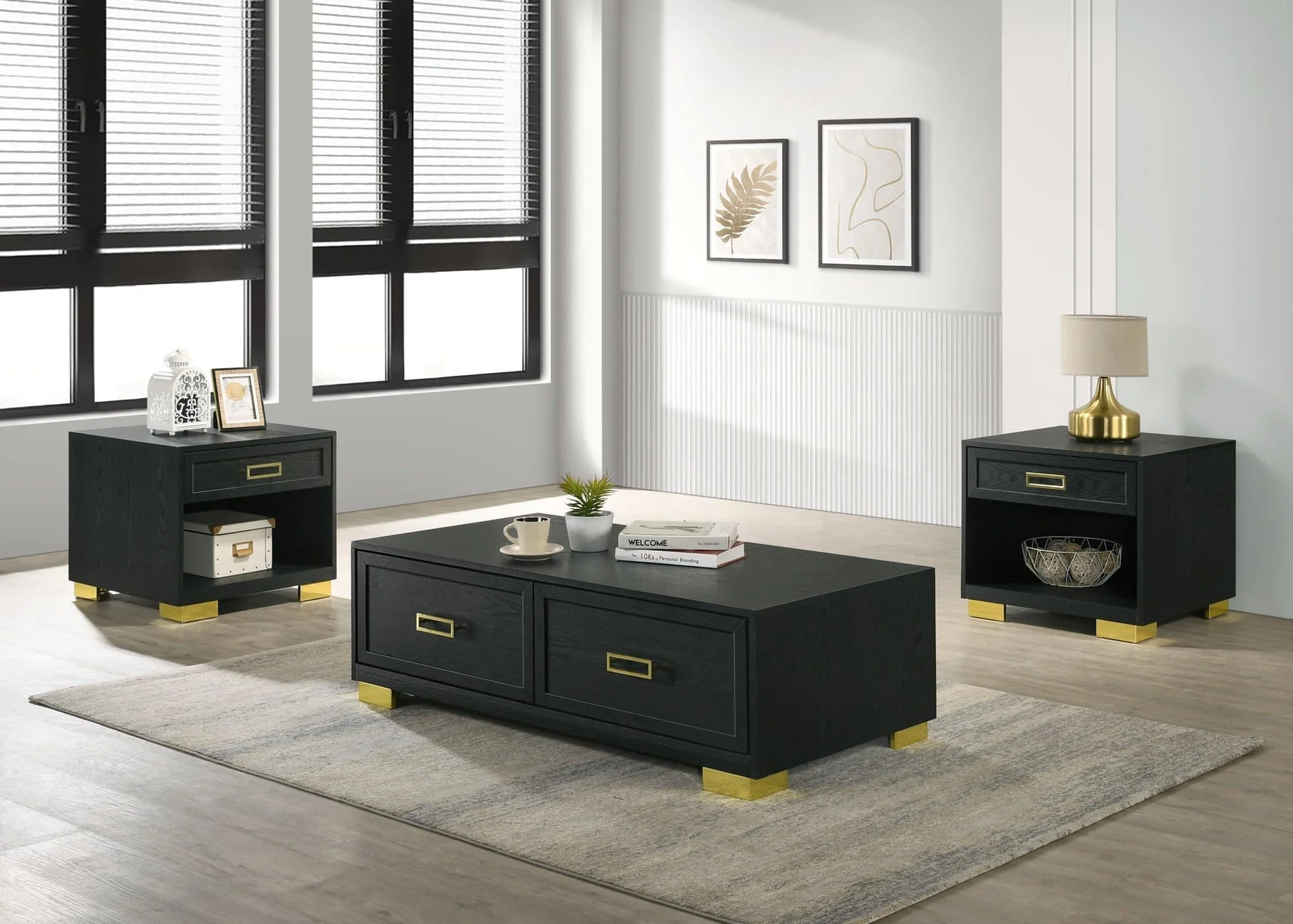 Pepe Black Gold Storage Cocktail Group Coffee Table - Image 1