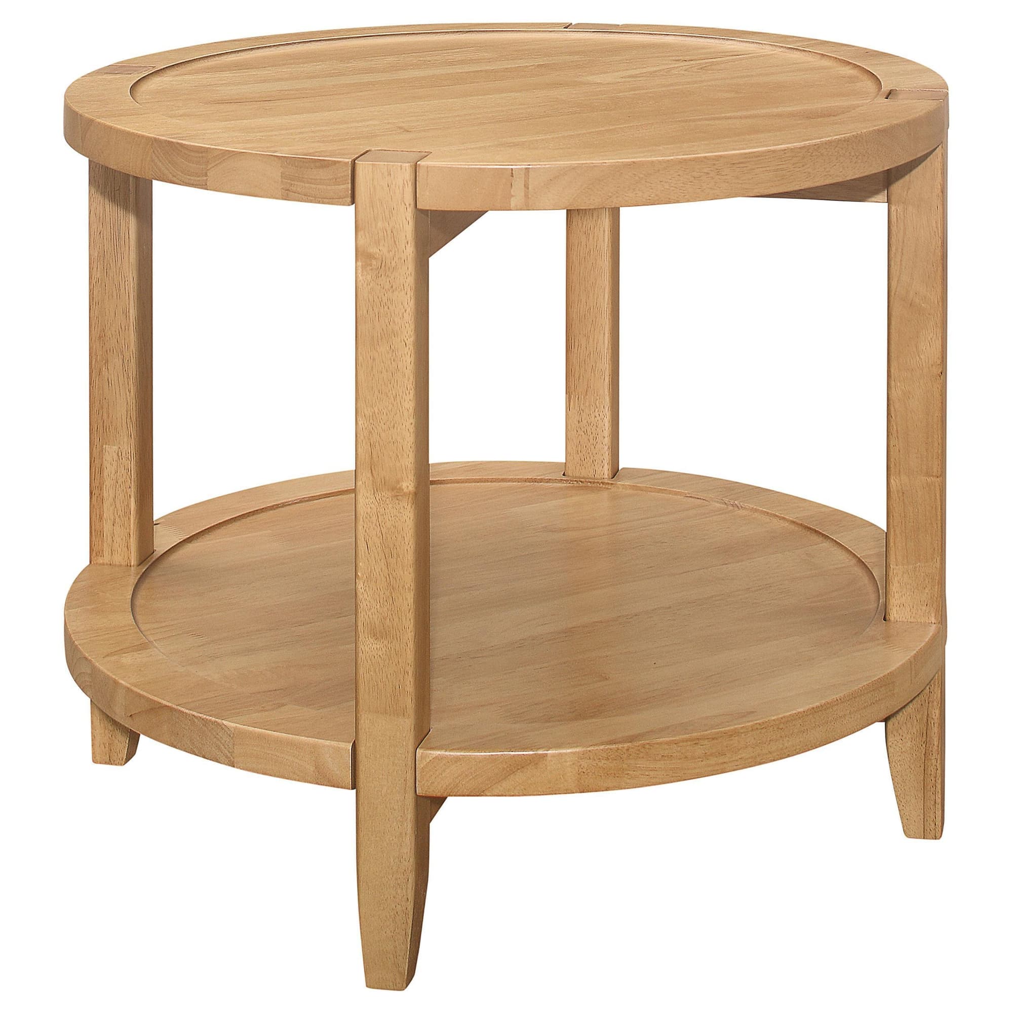Camillo Round Solid Wood Side End Table Maple Brown - Image 1