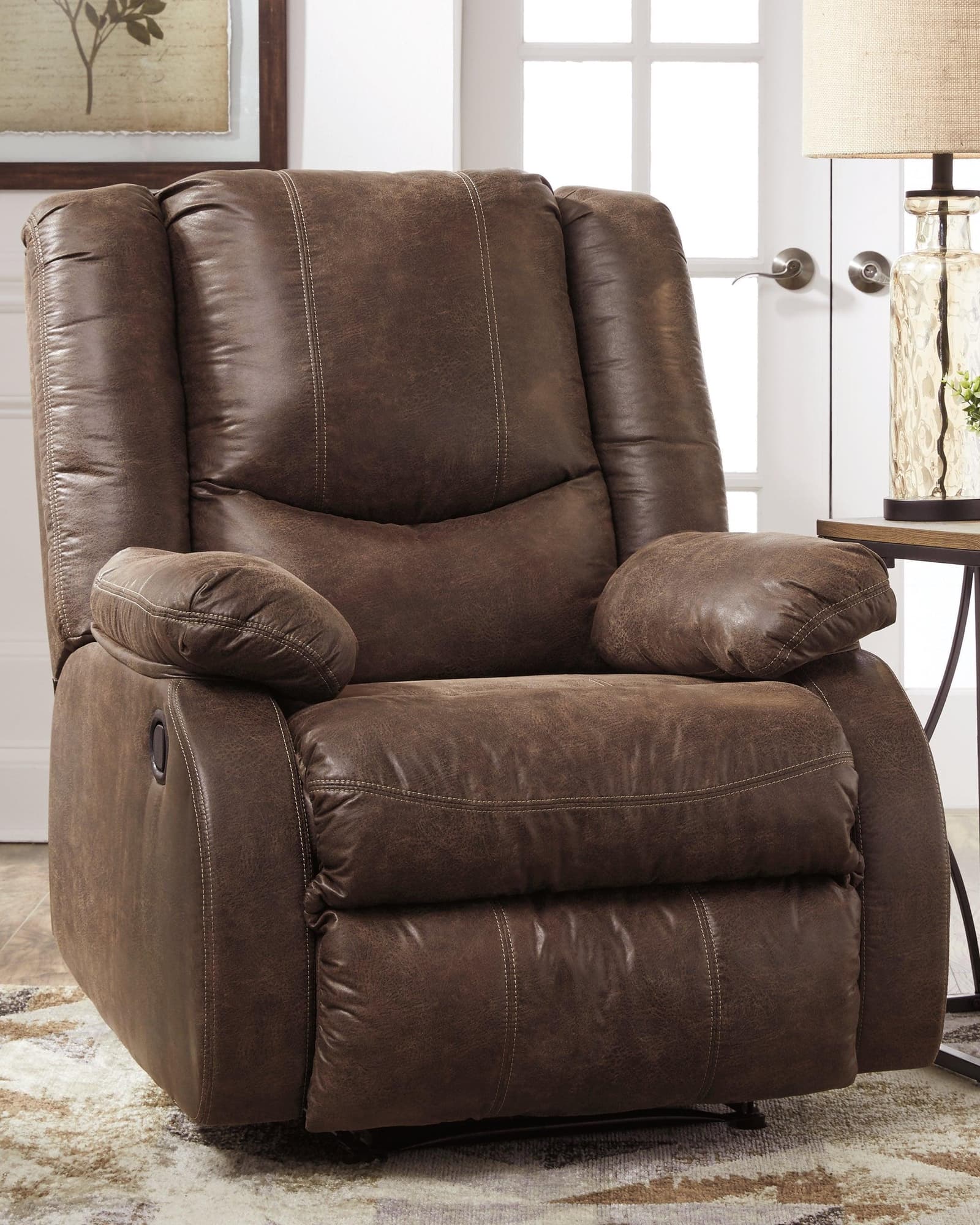 Bladewood Coffee Faux Leather Recliner - Image 1