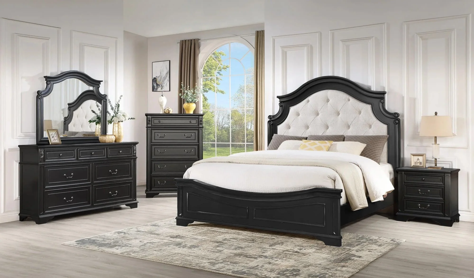 Boila Black Upholstered King Bed - Image 1