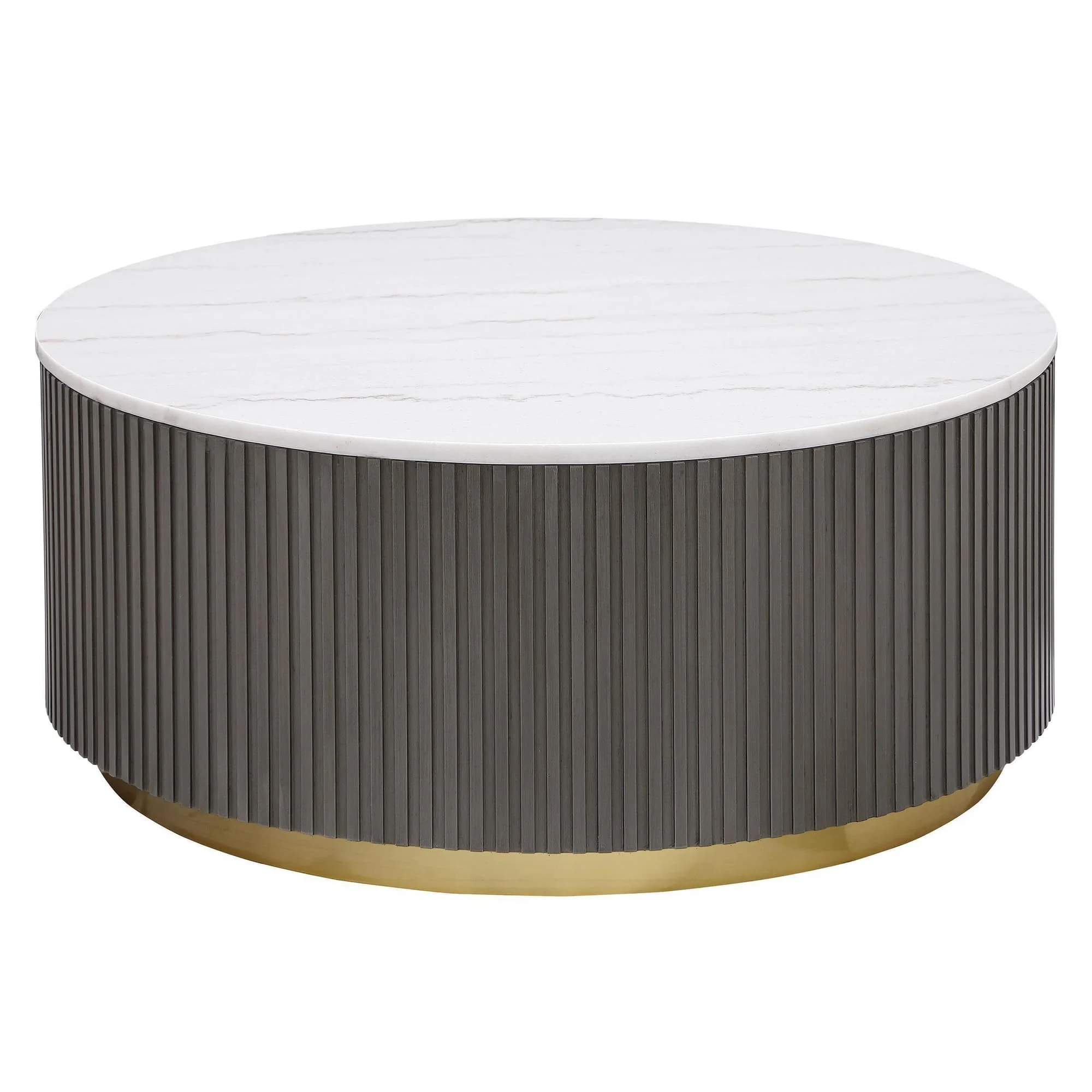 Jason Round Marble Top Coffee Table White Charcoal - Image 1