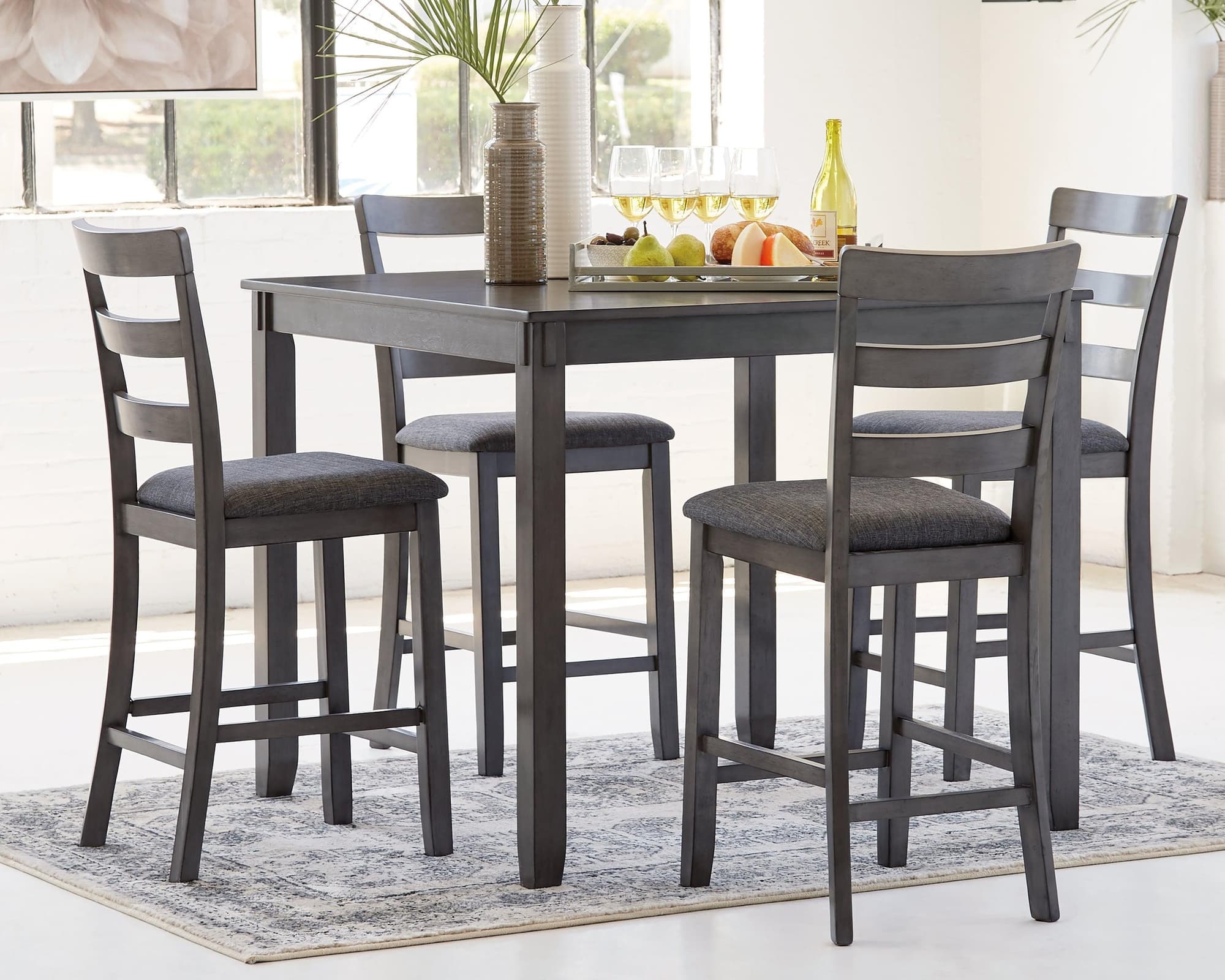Bridson Gray Counter Height Dining Table And Bar Stools (Set of 5) - Image 1