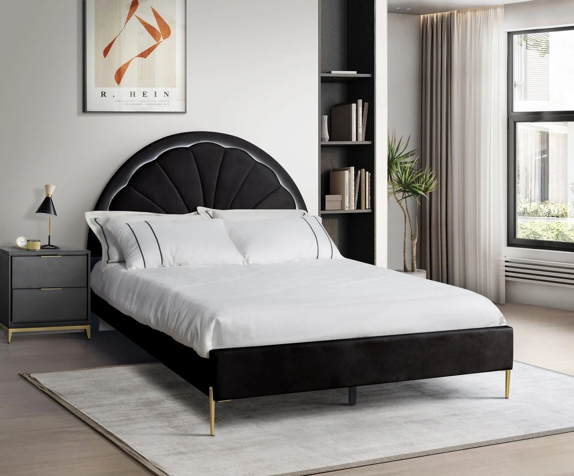 Flora Black LED Platform Full Bed - Image 1