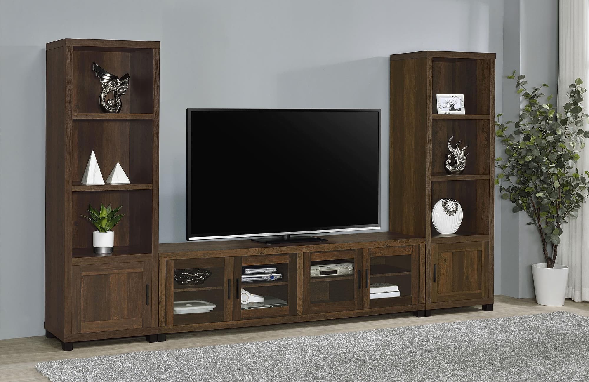 Sachin 3-Piece 79" TV Entertainment Center Dark Pine - Image 1
