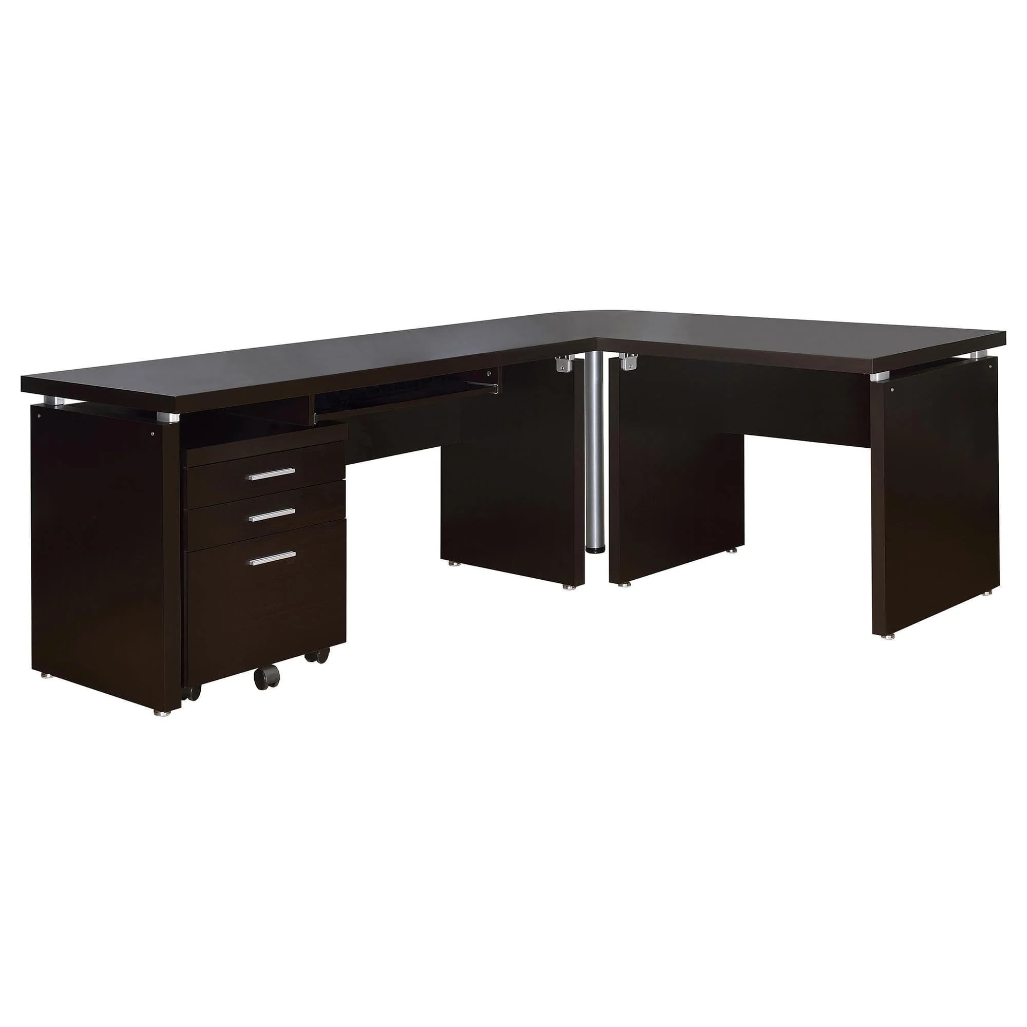 Skylar 2-Piece Home Office Set L shape Desk With File Cabinet Cappuccino - Image 1