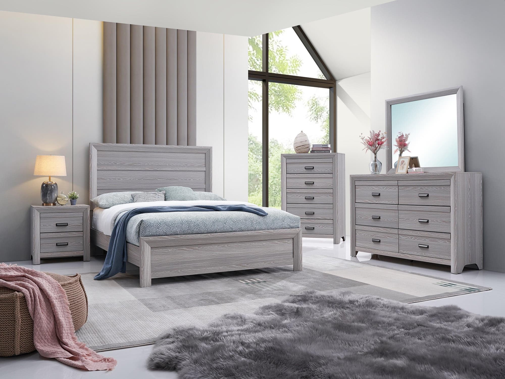 Adelaide Light Gray Panel Bedroom Set