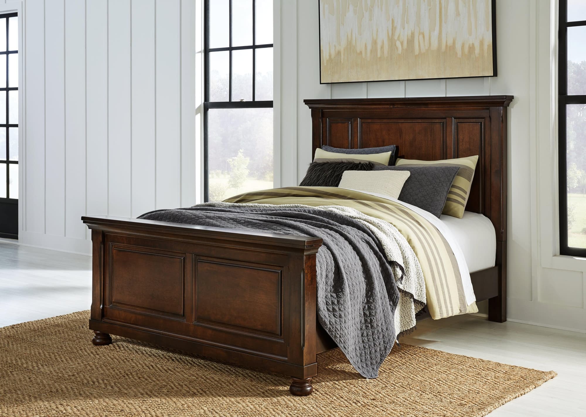 Porter Rustic Brown Queen Panel Bed - Image 1