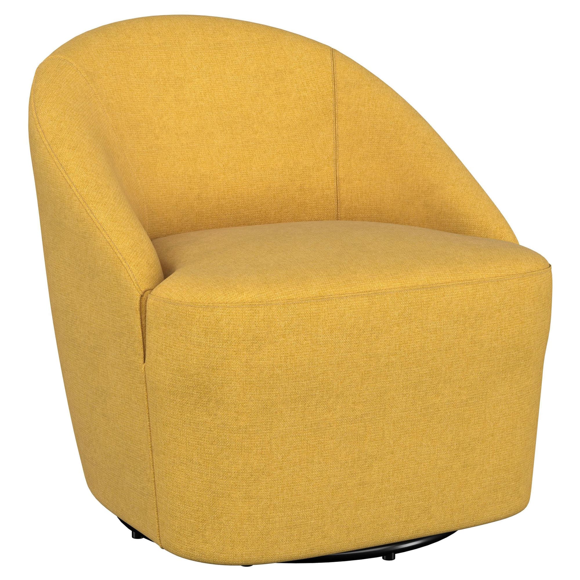 Leon Bed Upholstered Barrel Accent Swivel Chair Mustard Yellow - Image 1