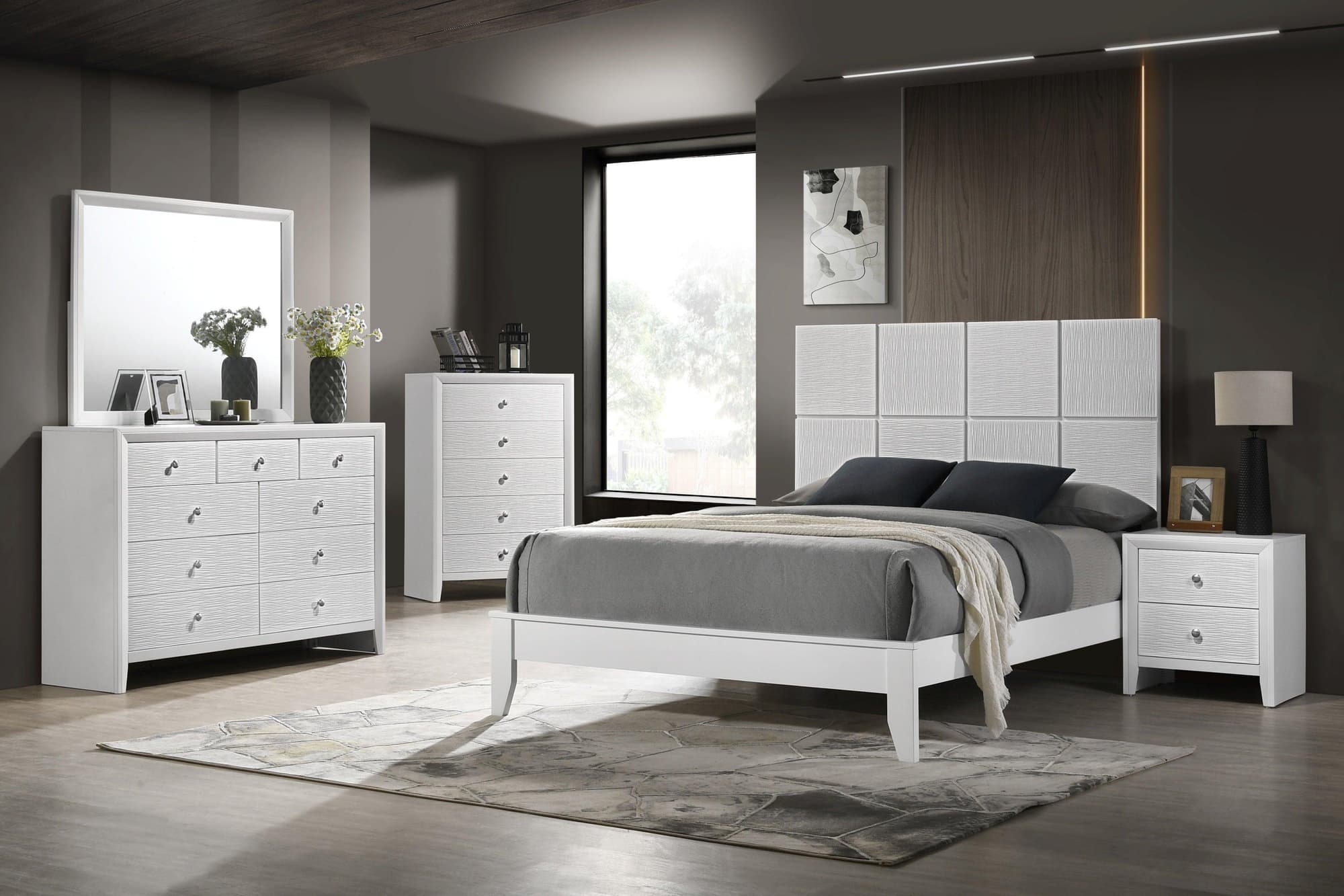 Denker Evan White Panel Bedroom Set - Image 1