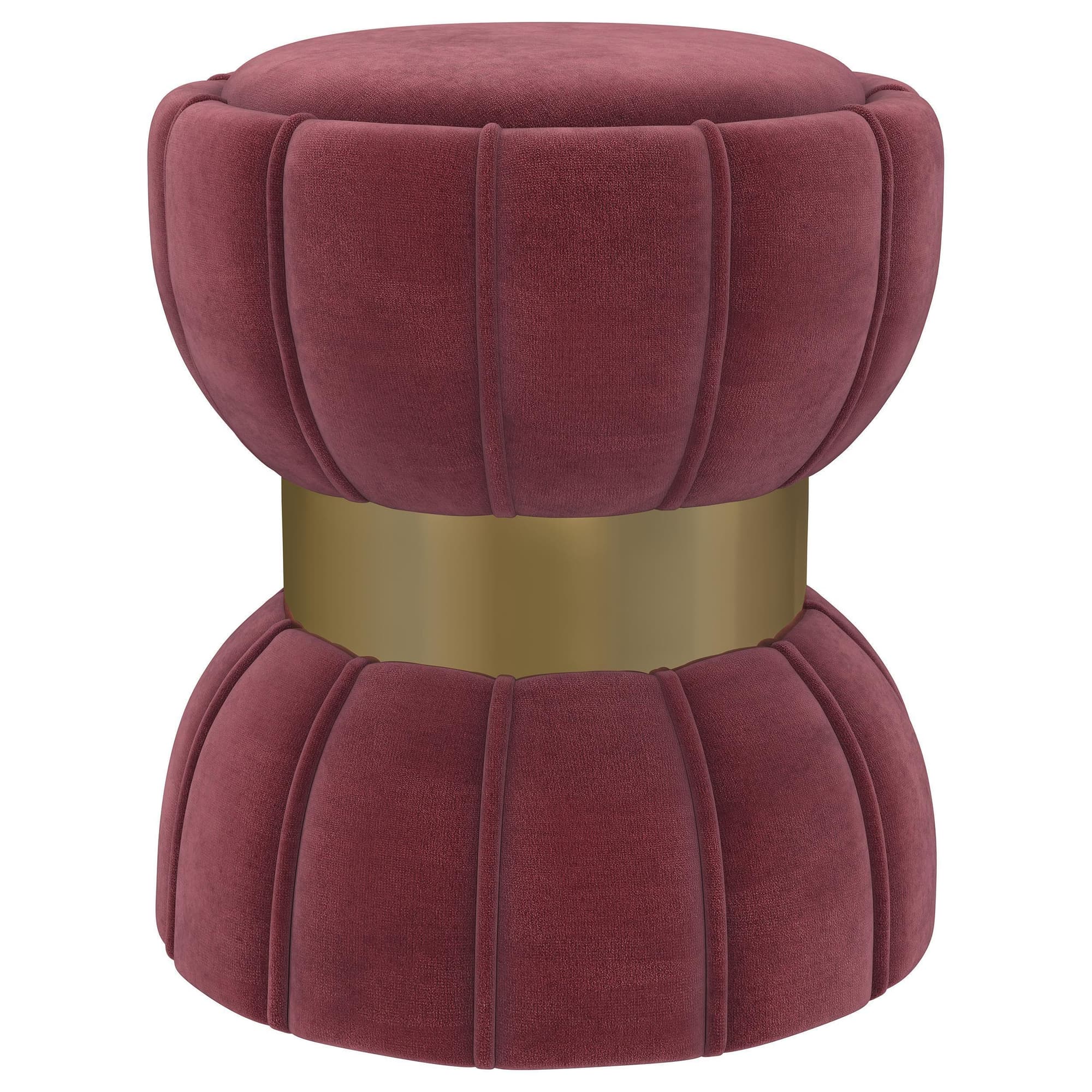 Sora Round Upholstered Ottoman Berry - Image 1