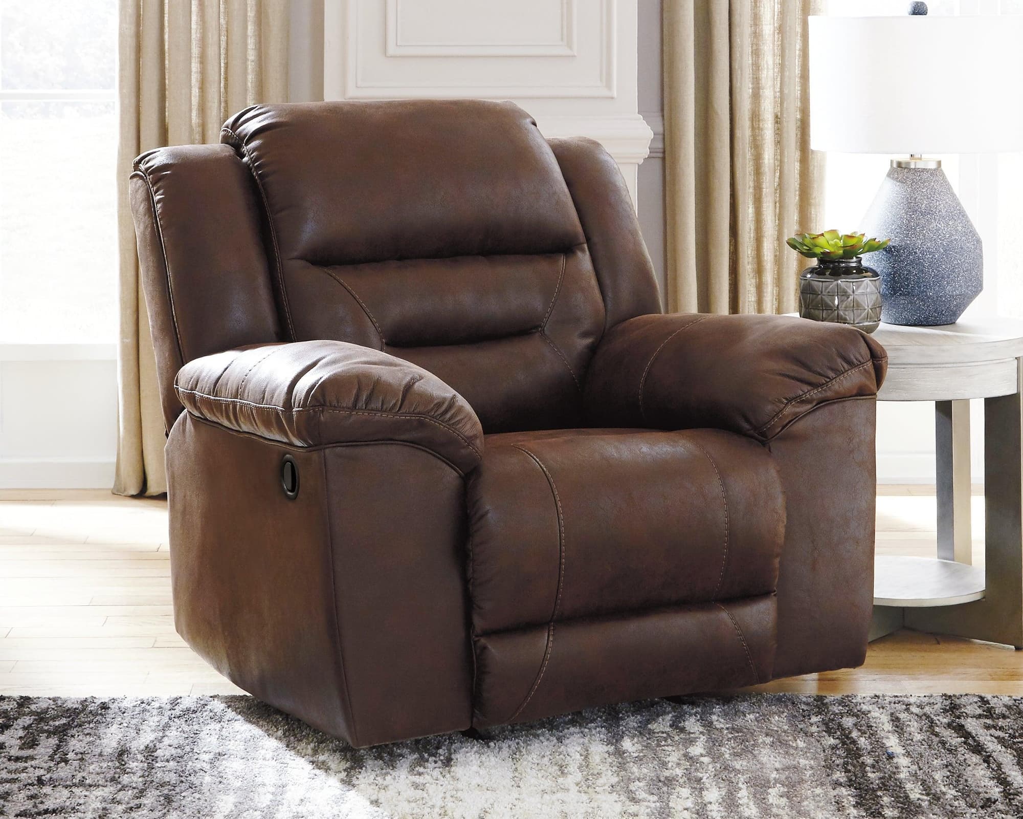 Stoneland Chocolate Faux Leather Recliner - Image 1