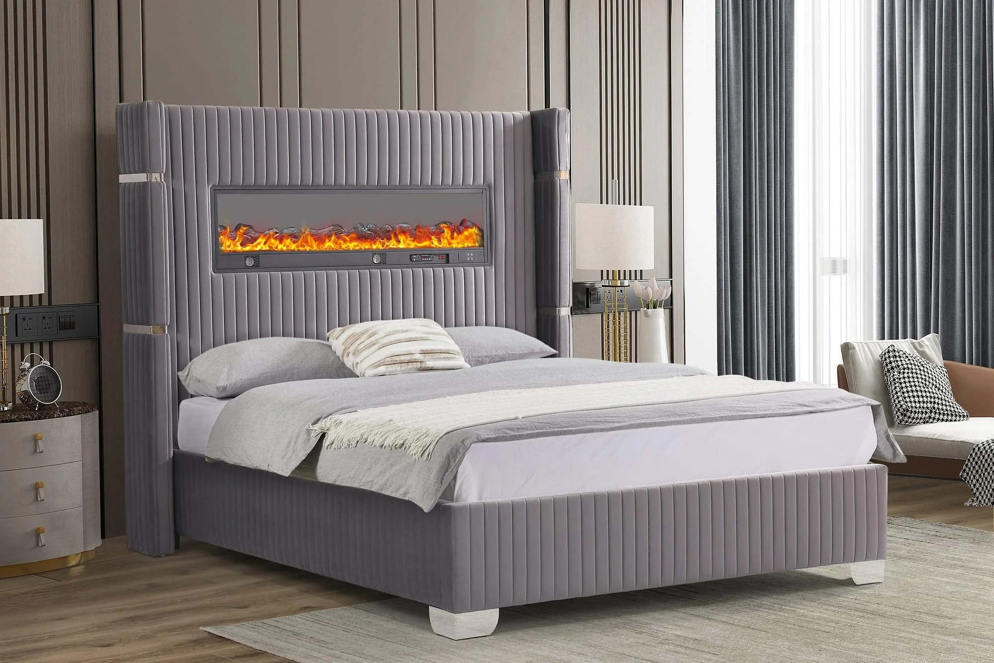 Romance Gray Platform Queen Bed - Image 1