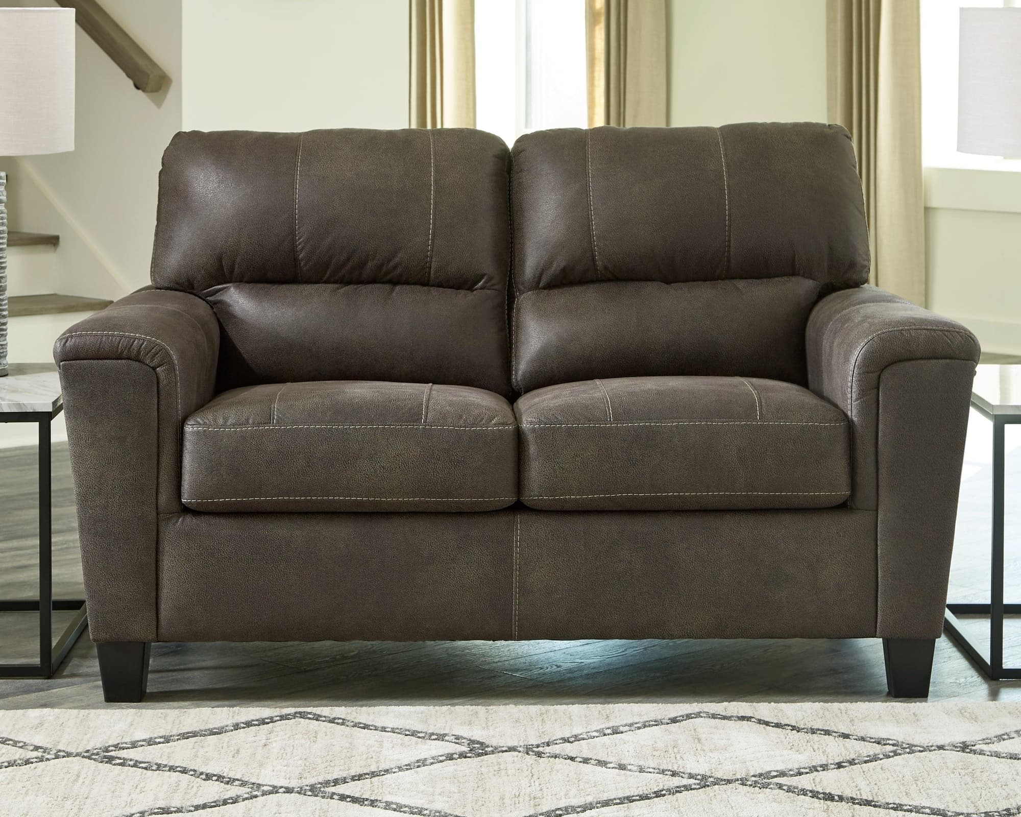 Navi Smoke Faux Leather Loveseat - Image 1
