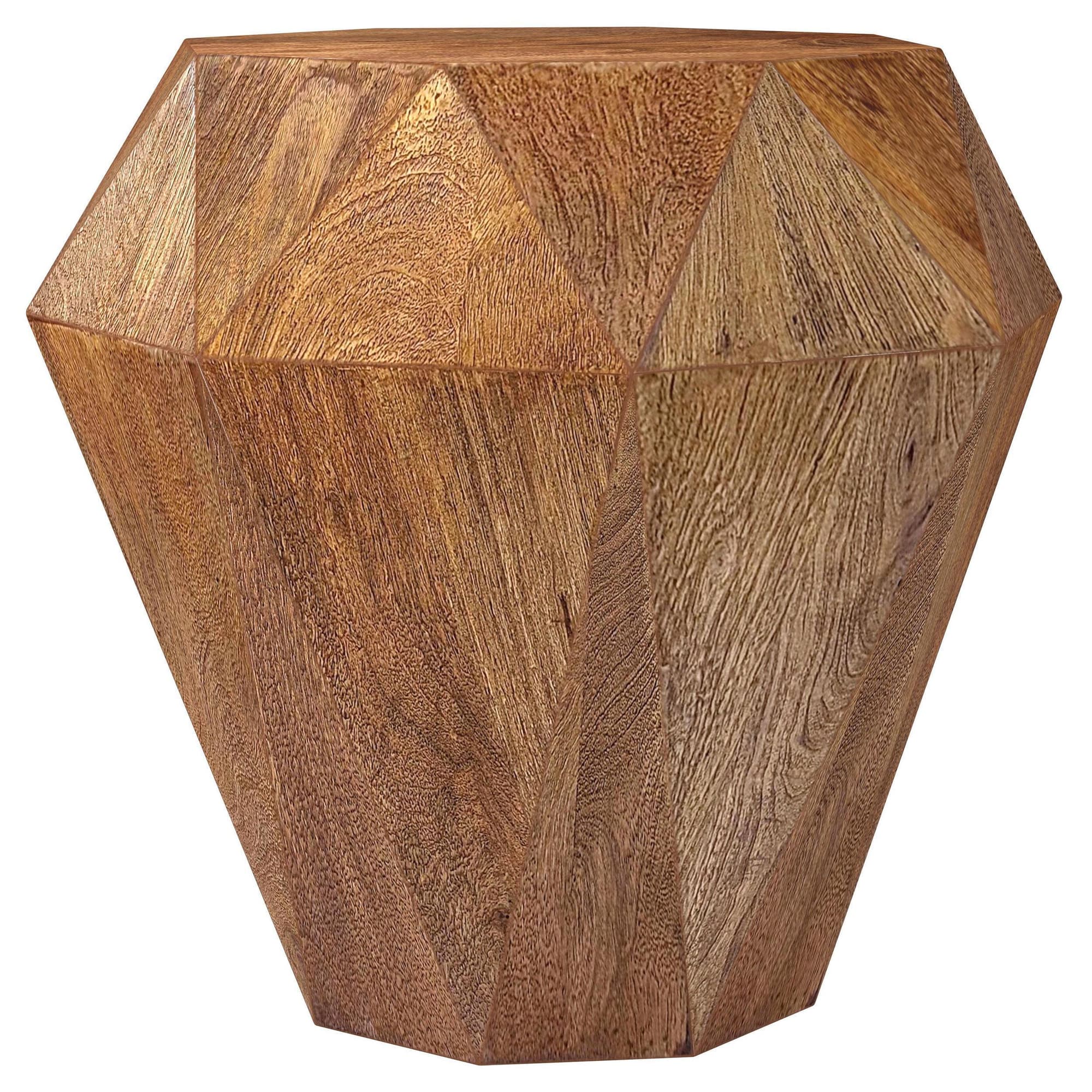 Jacinto Octagonal Solid Mango Wood Side Table Natural Brown - Image 1