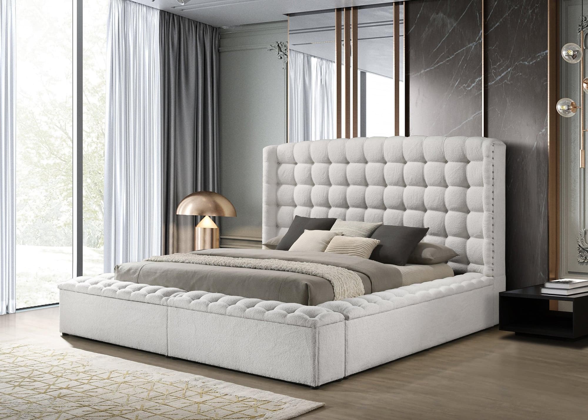 Madonna White Storage Upholstered Queen Bed - Image 1