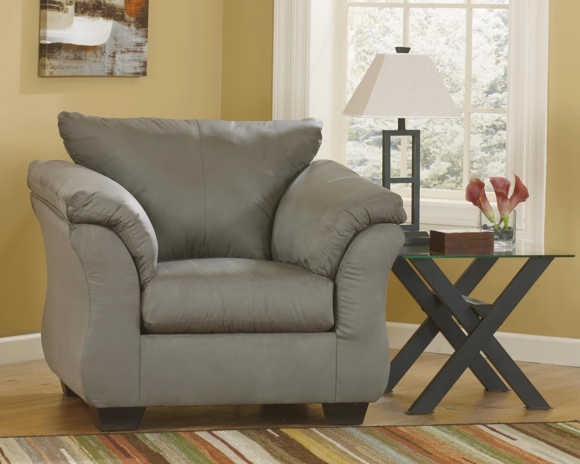Darcy Cobblestone Microfiber Chair - Image 1