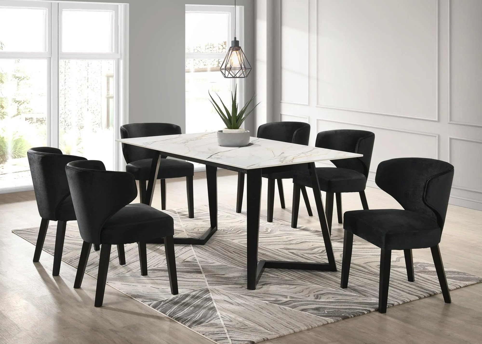 Hamilton White Black Dining Room Set - Image 1