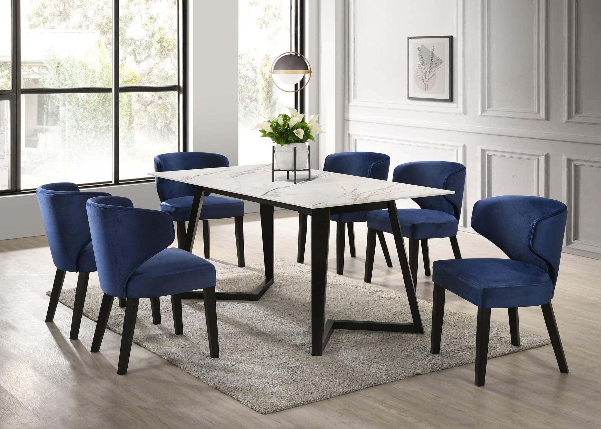 Hamilton White Blue Dining Room Set - Image 1