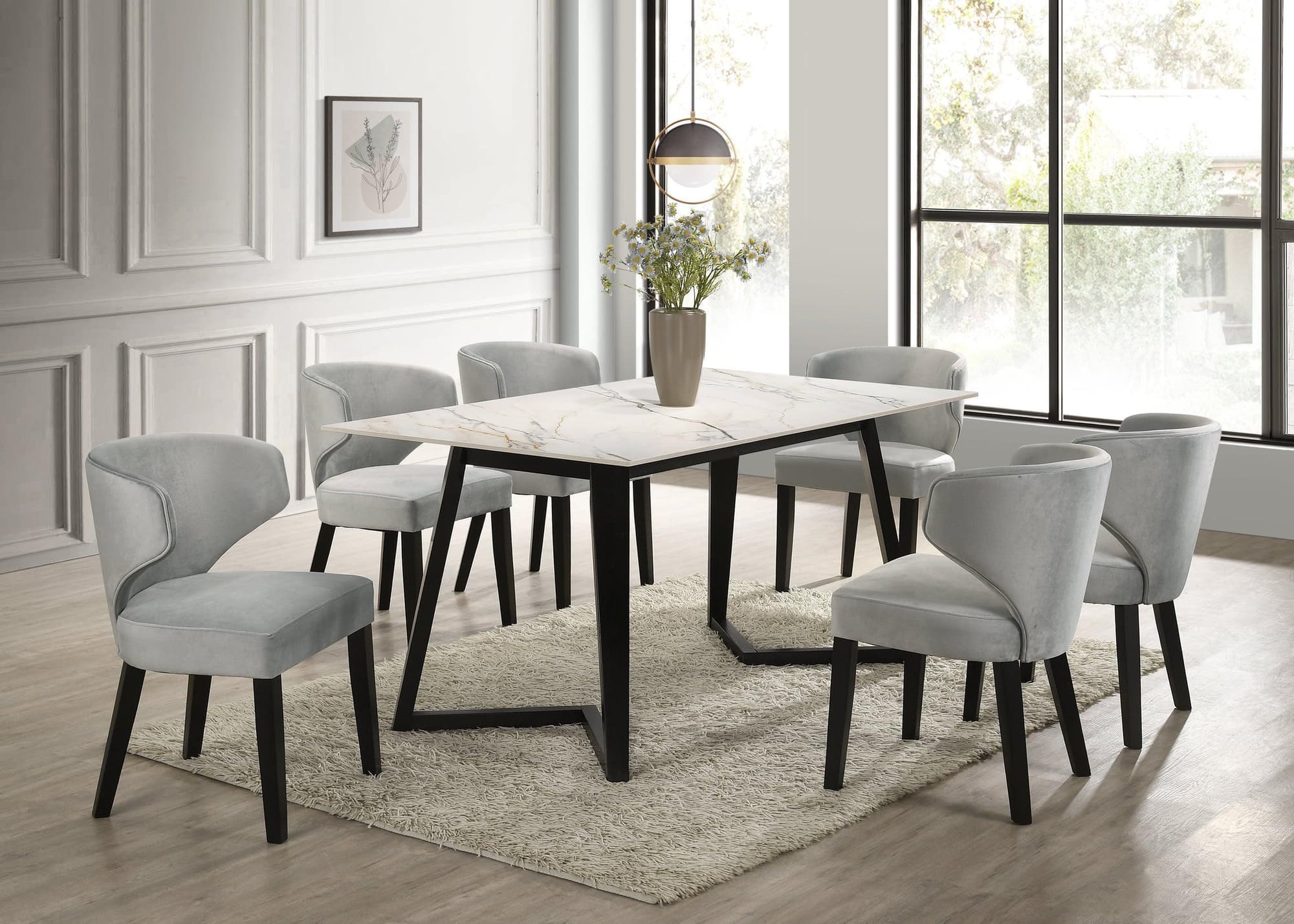 Hamilton White Silver Dining Room Set - Image 1