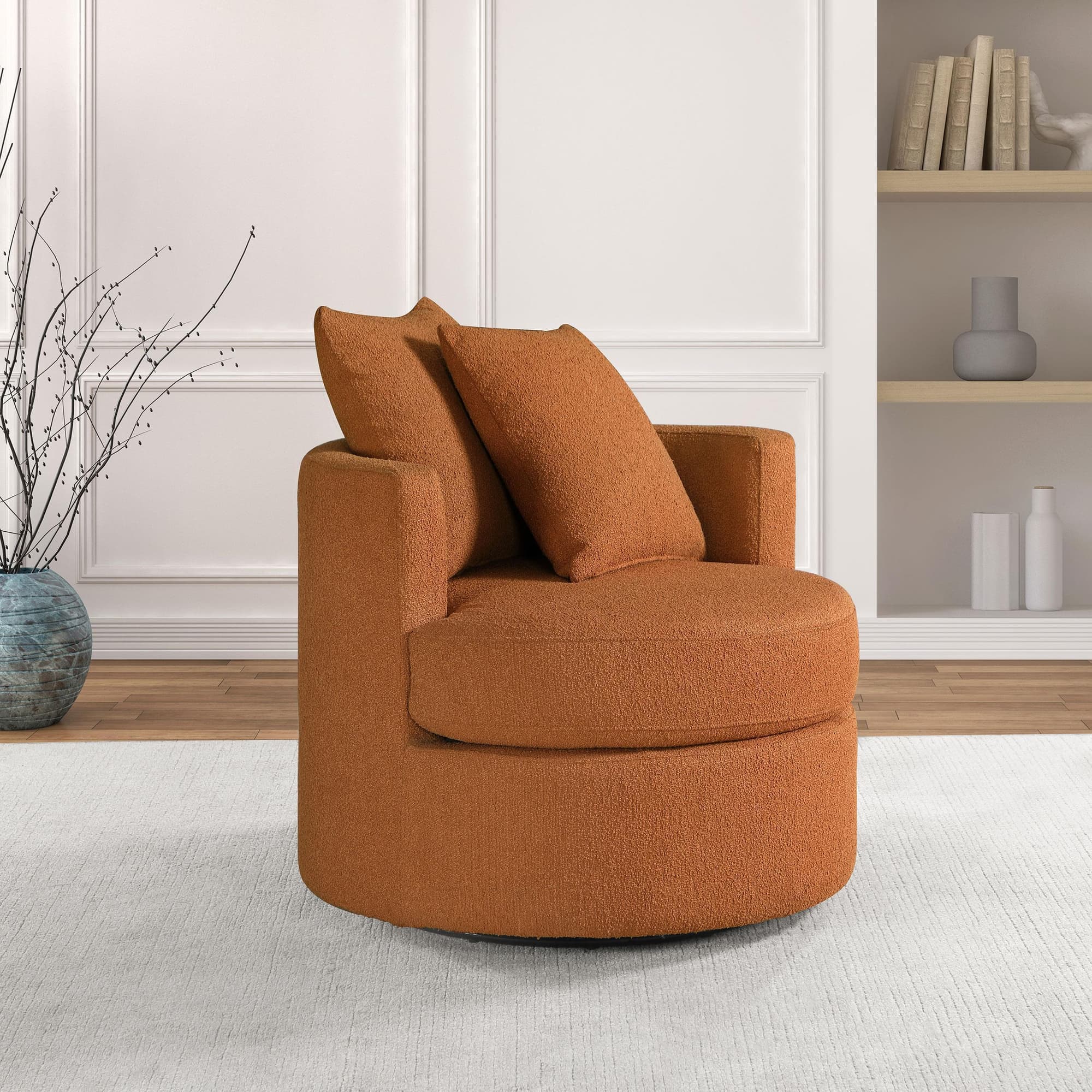 Debbie Upholstered Swivel Accent Chair Burnt Orange - Image 1