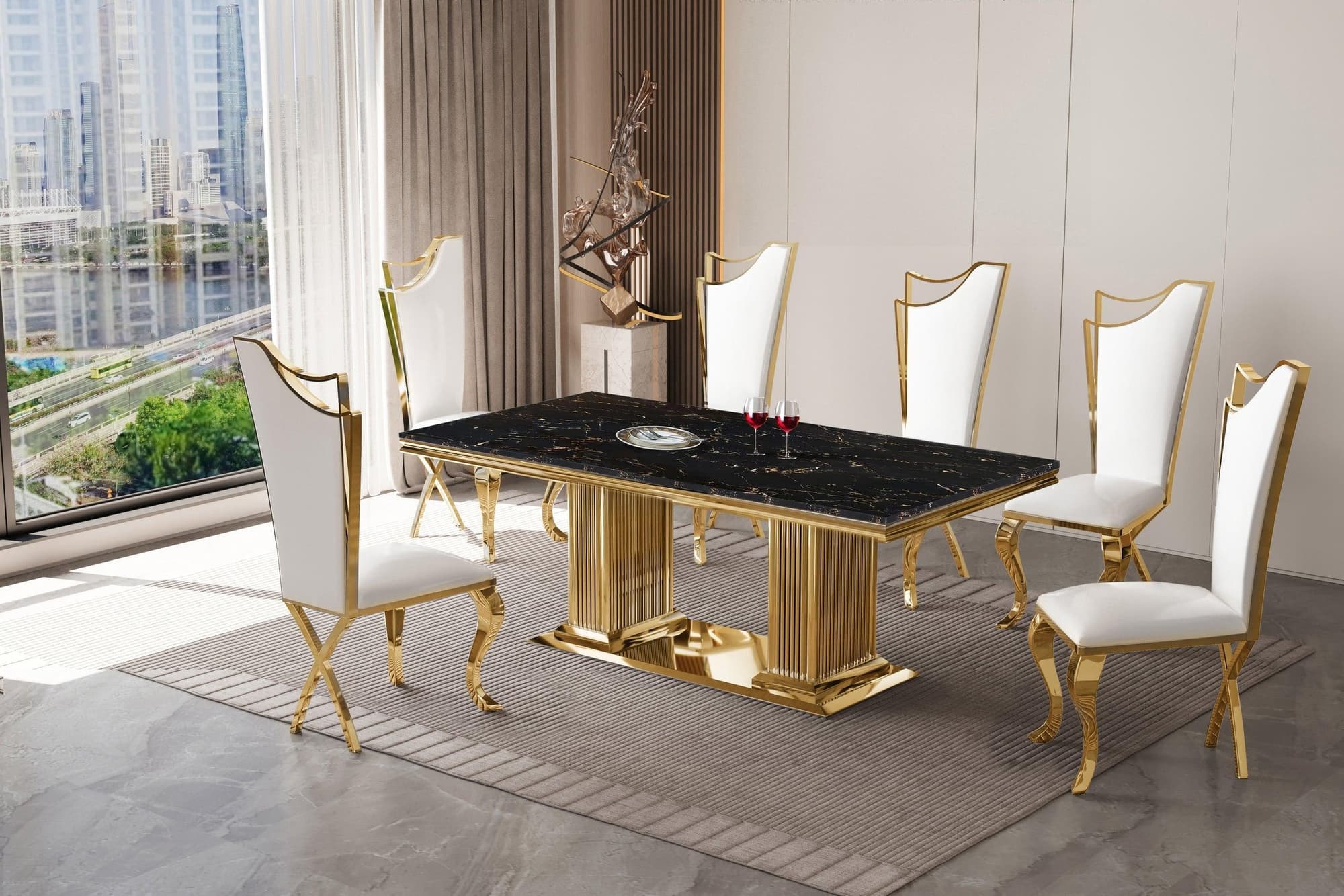Deka Gold White Dining Room Set - Image 1