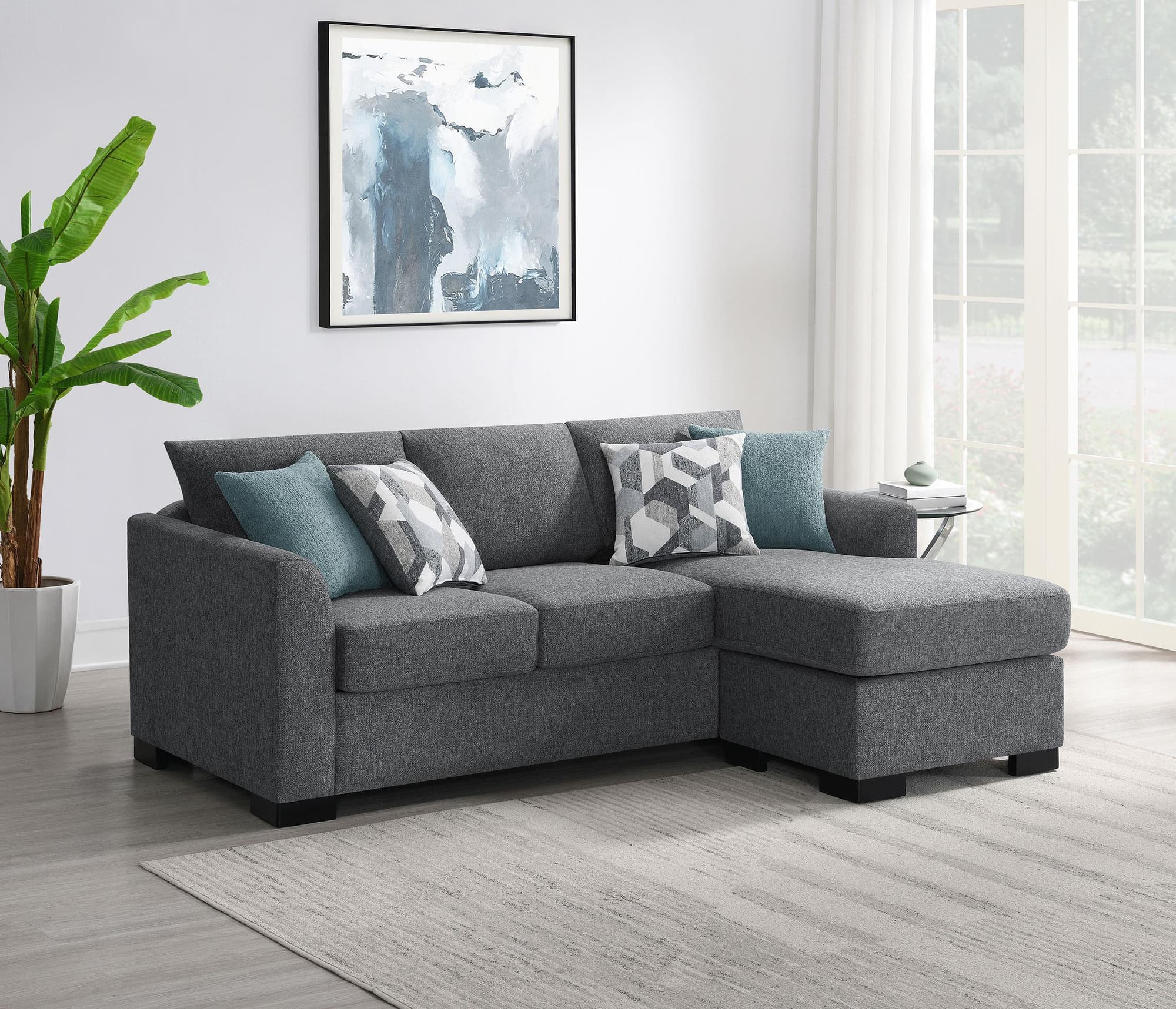 Storey Upholstered Sleeper Sectional Chaise Sofa Grey - Image 1