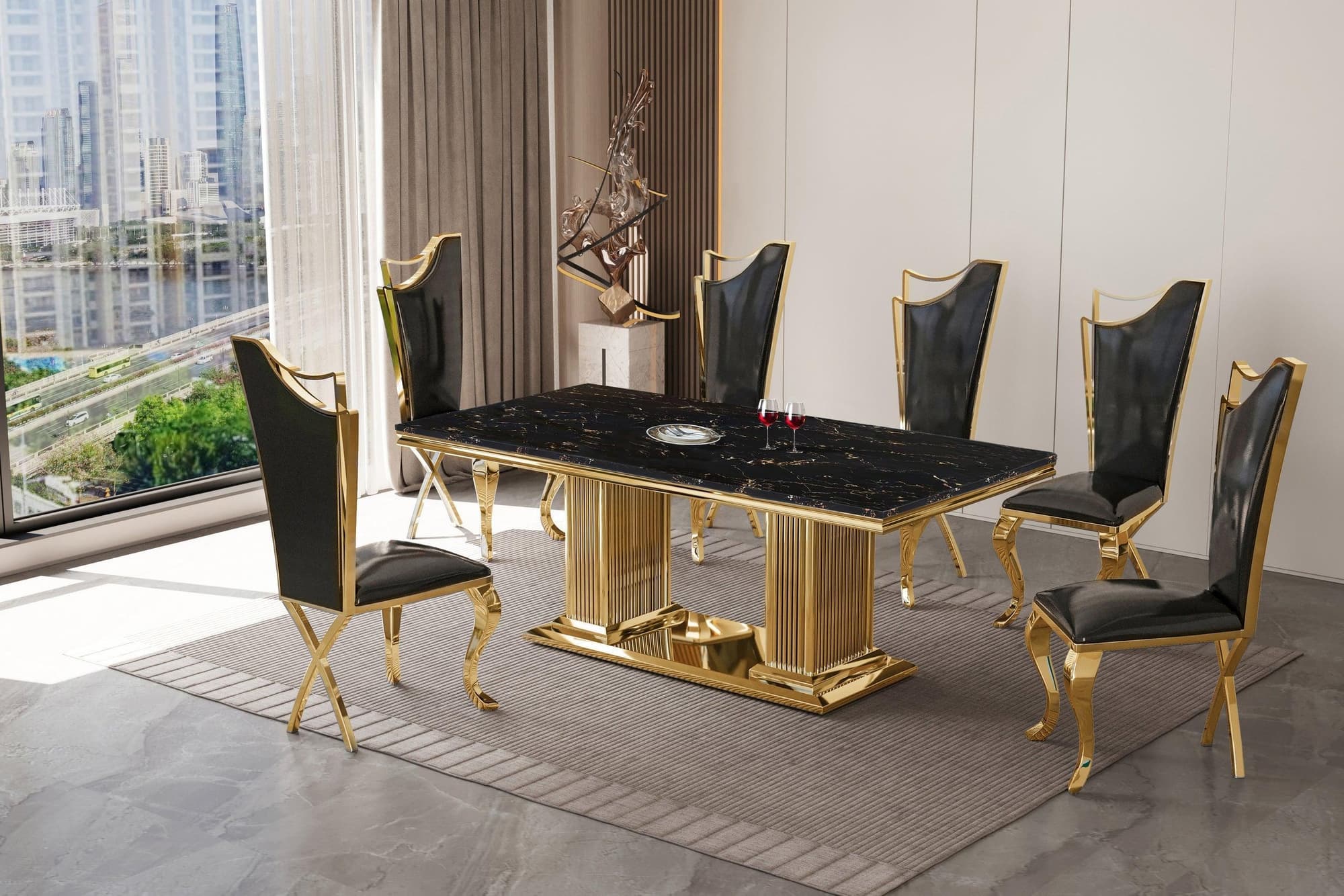 Deka Gold Black Dining Room Set - Image 1