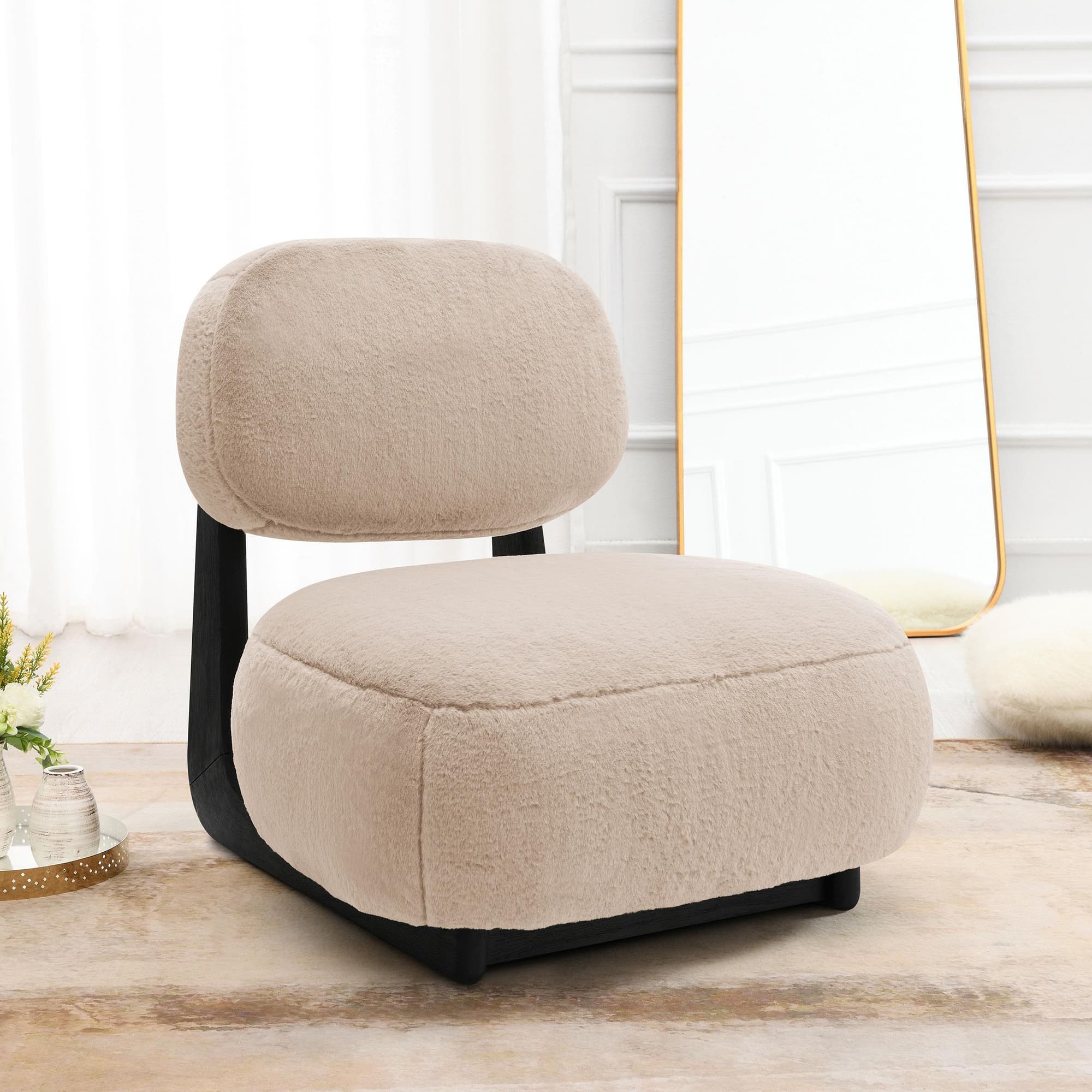 Duffie Upholstered Armless Accent Chair Camel - Image 1