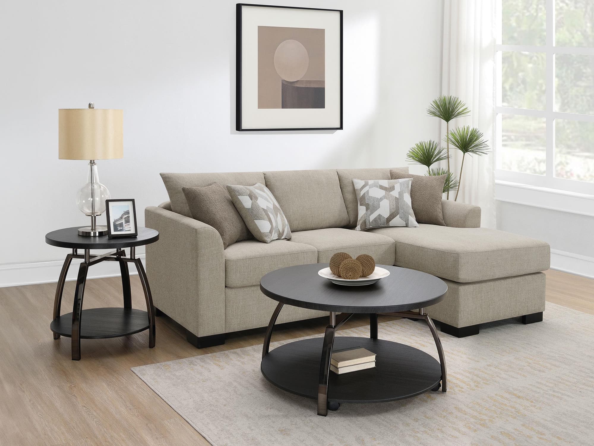 Storey Upholstered Sleeper Sectional Chaise Sofa Camel - Image 1