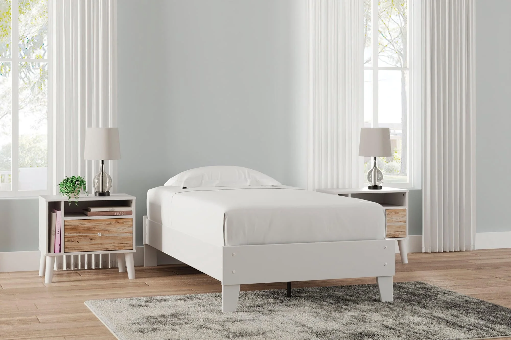 Piperton White Twin Platform Bed - Image 1