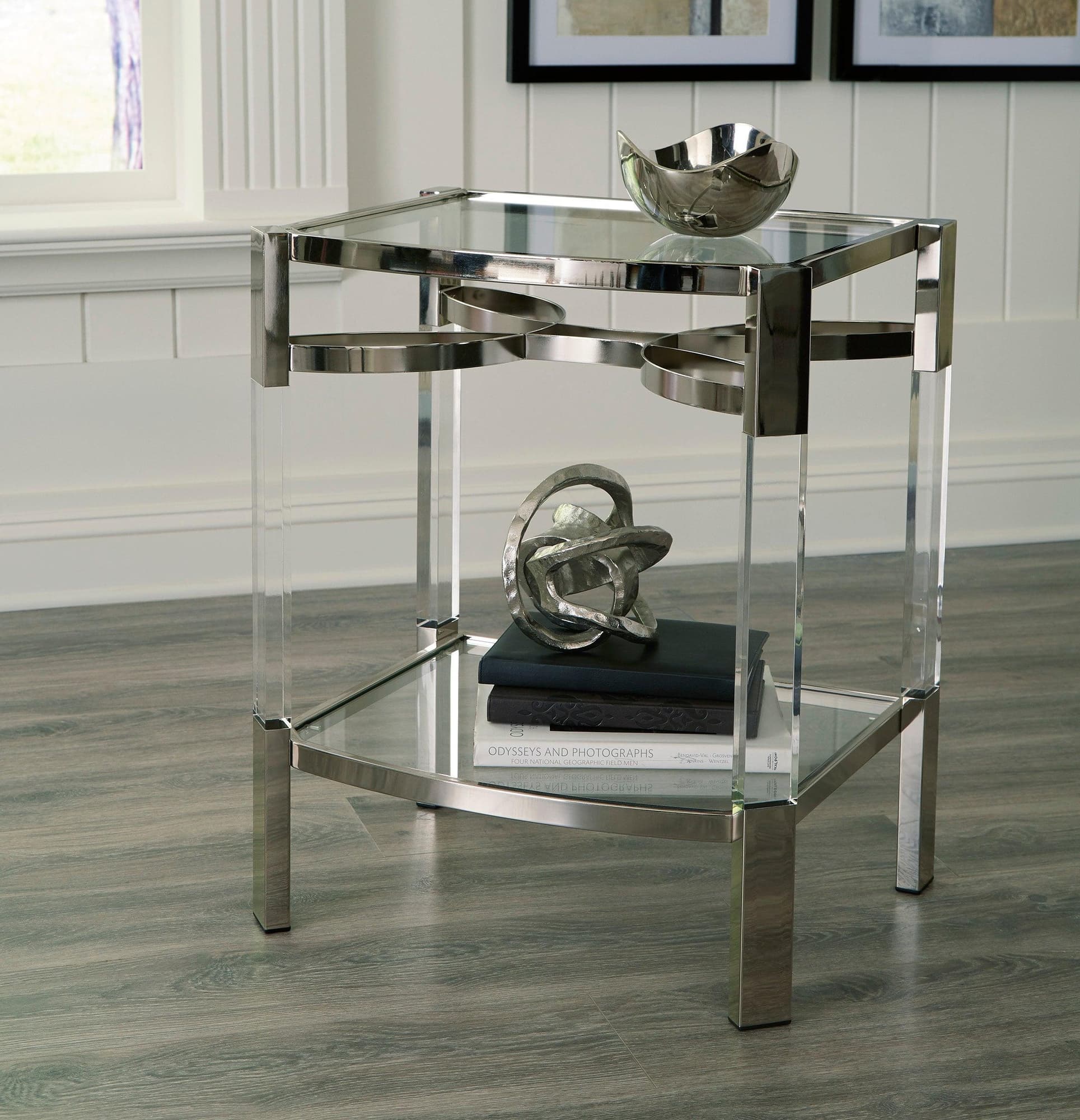 Chaseton Clear Silver Accent Table - Image 1