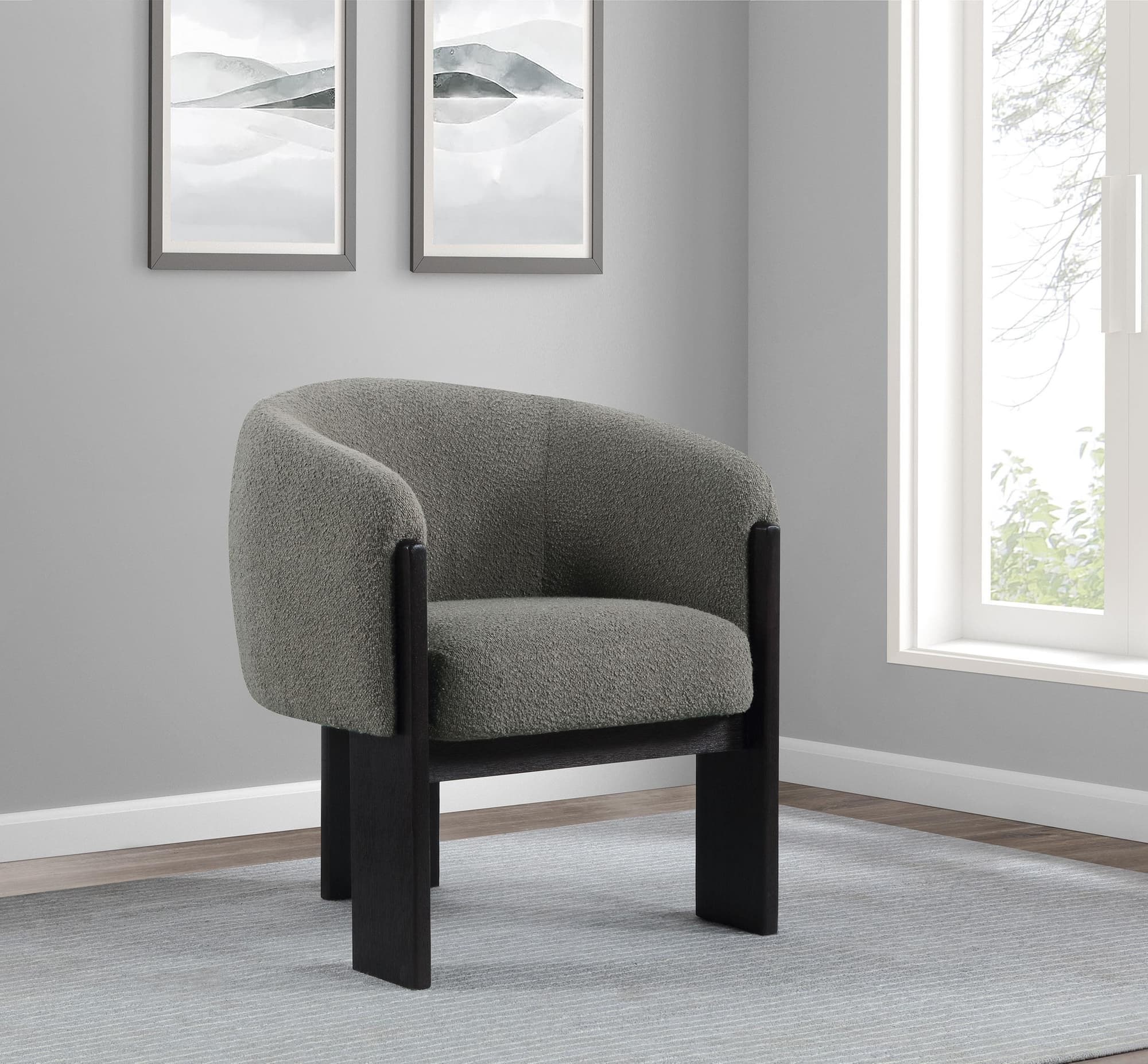 Valdez Boucle Upholstered Barrel Back Accent Chair Brown - Image 1